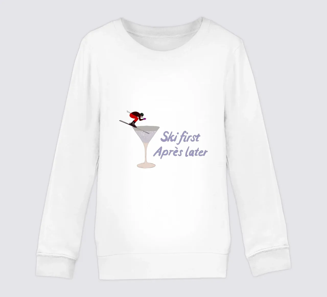 Ski first Apres later felpa bambino da Sophie Augustin Illustration