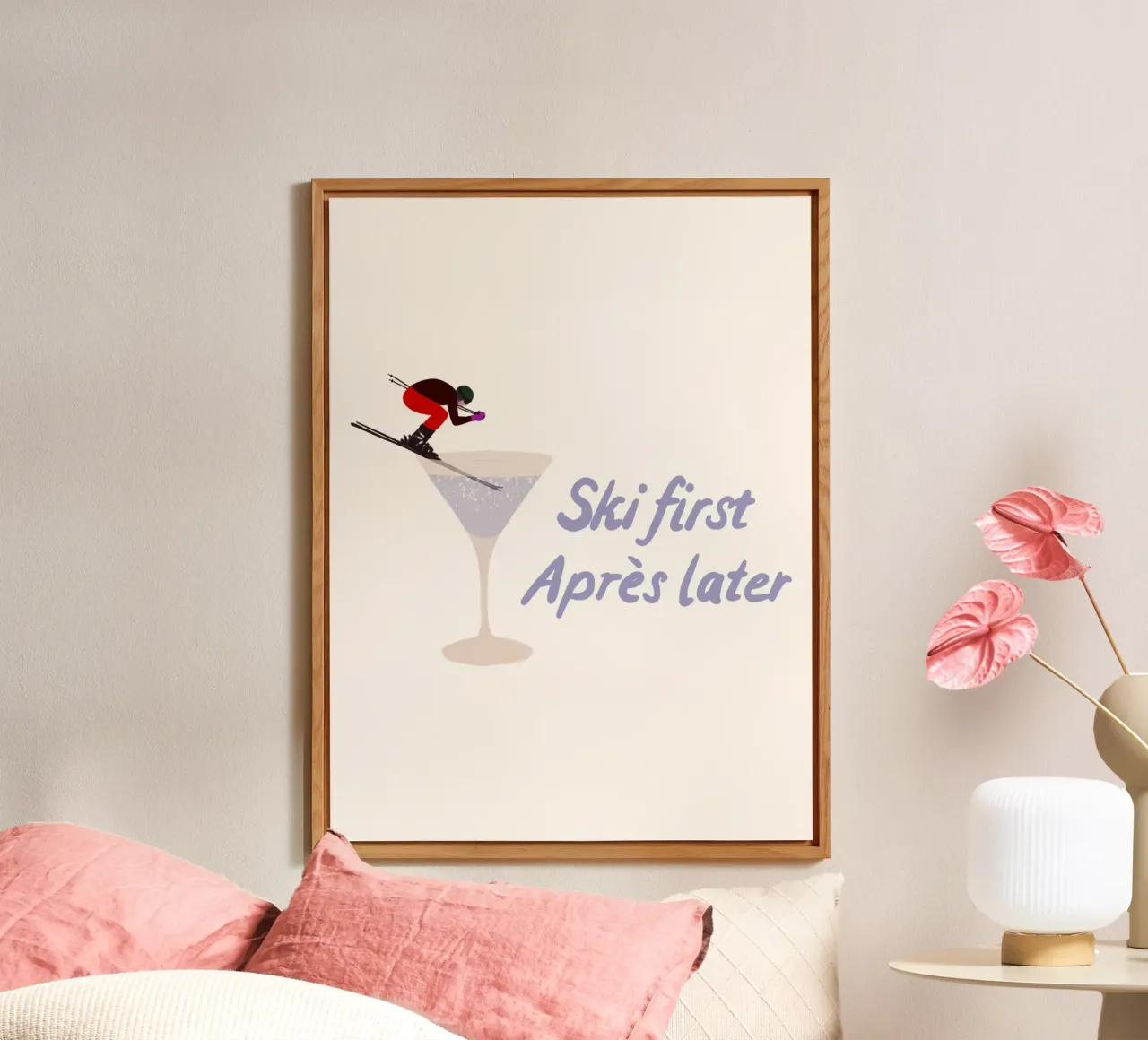Ski first Apres later alluminio dibond da Sophie Augustin Illustration