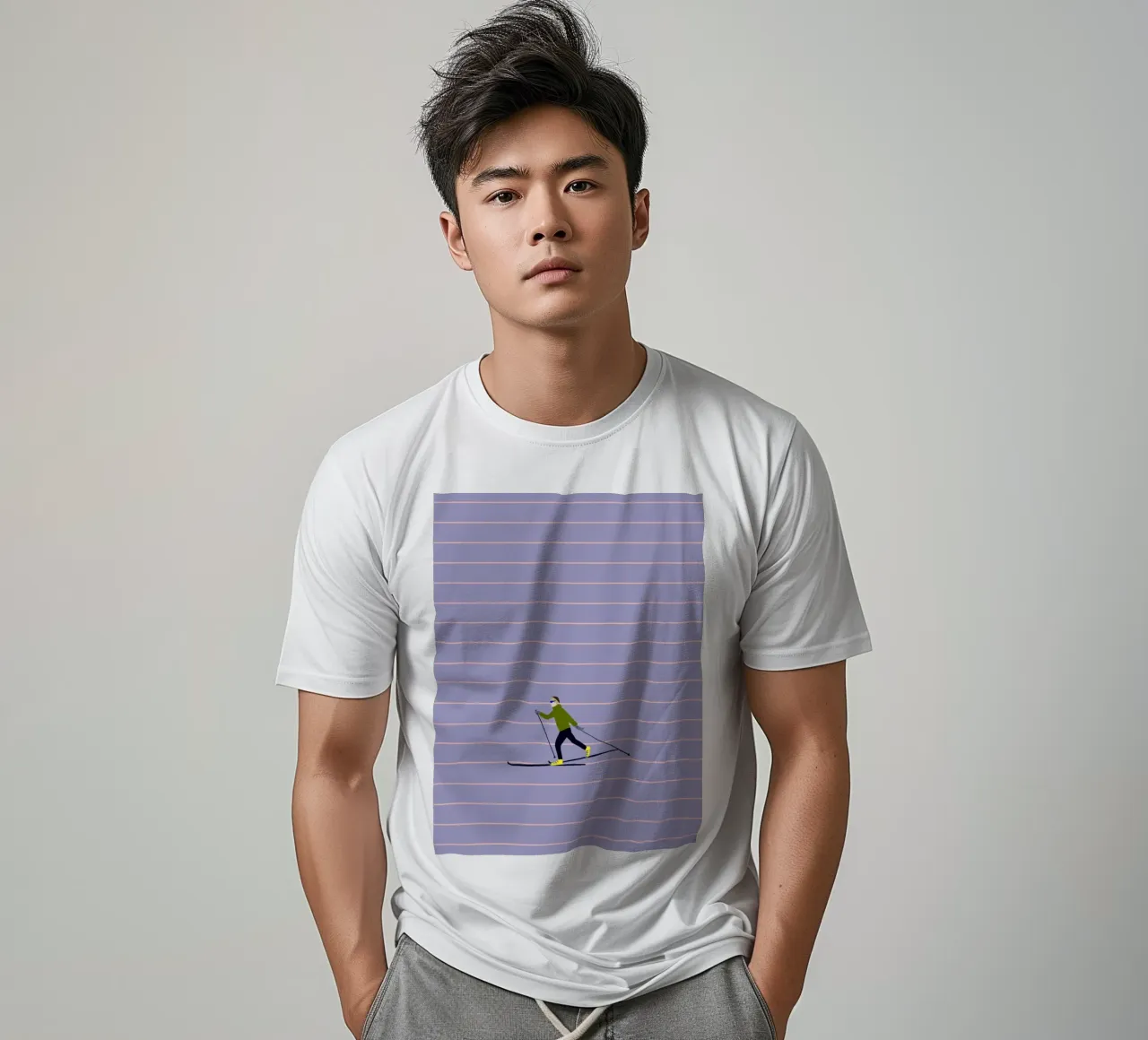 Skifahren Langlauf Streifen t-shirt da Sophie Augustin Illustration