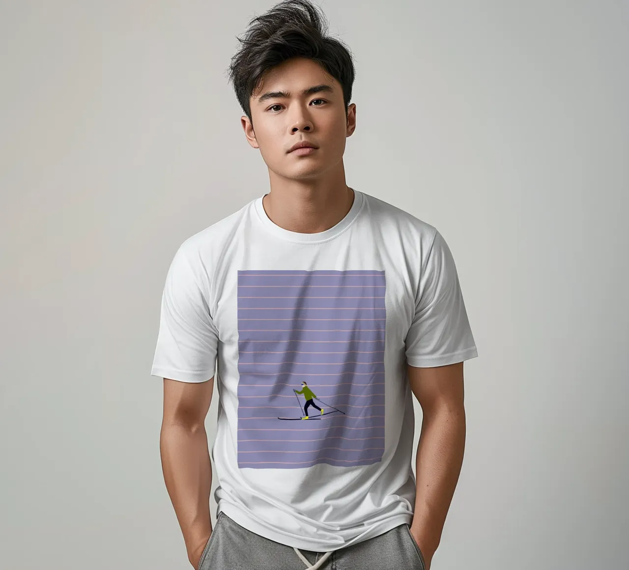 Skifahren Langlauf Streifen t-shirt da Sophie Augustin Illustration