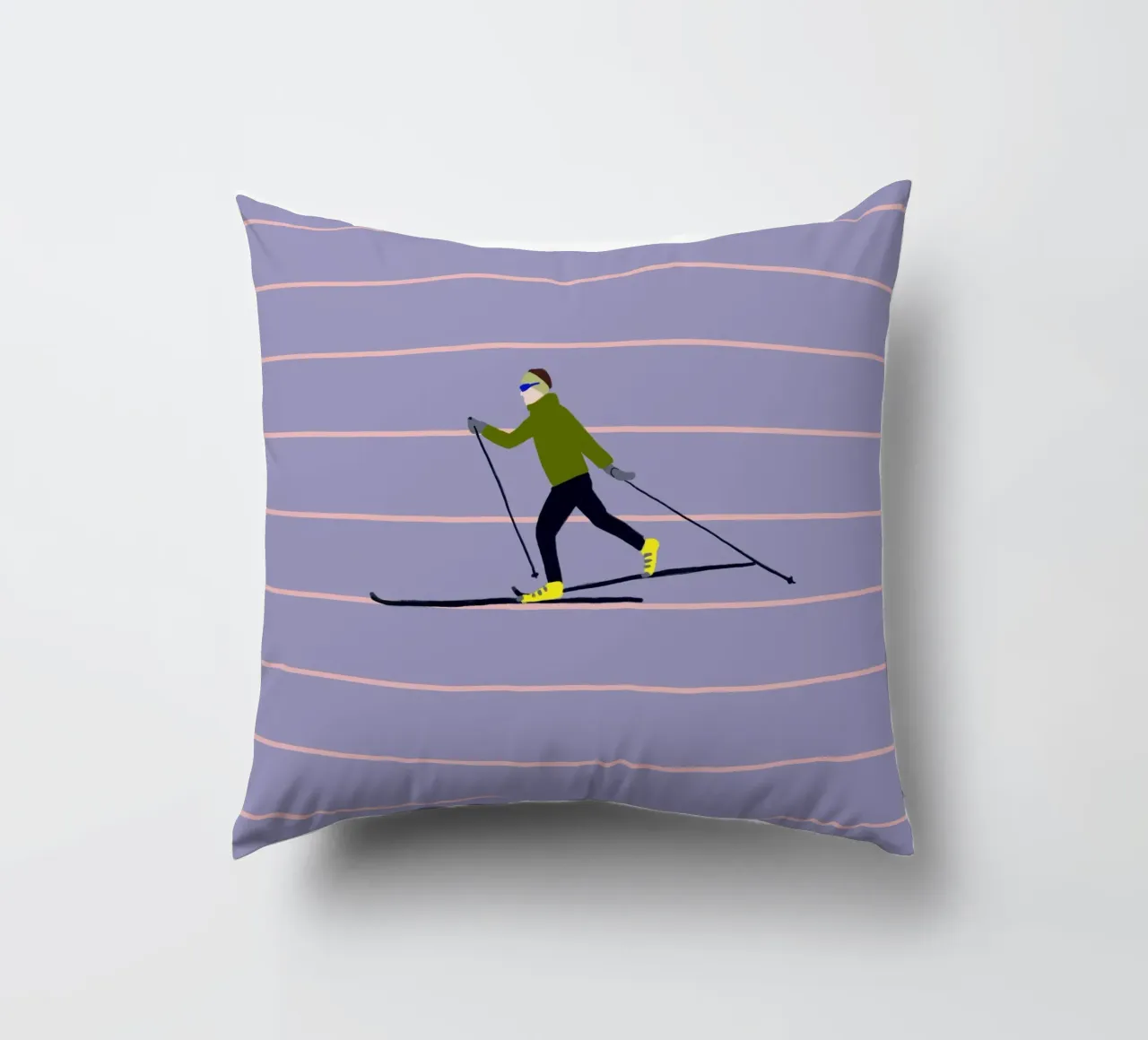 Skifahren Langlauf Streifen cuscino da Sophie Augustin Illustration
