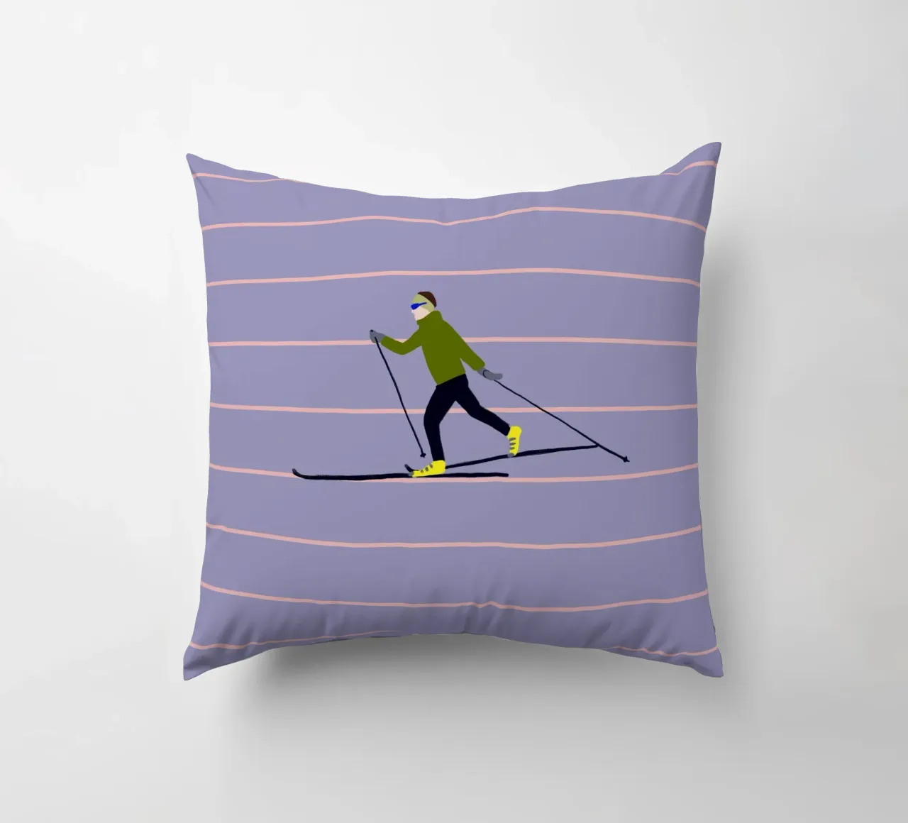 Skifahren Langlauf Streifen cuscino da Sophie Augustin Illustration