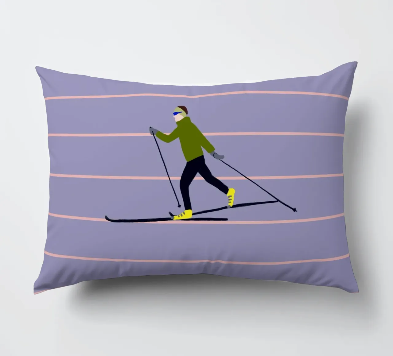 Skifahren Langlauf Streifen cuscino da Sophie Augustin Illustration