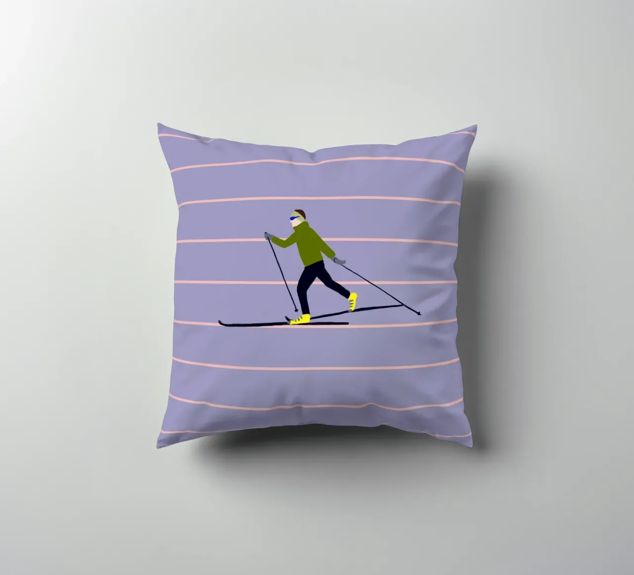Skifahren Langlauf Streifen cuscino da Sophie Augustin Illustration