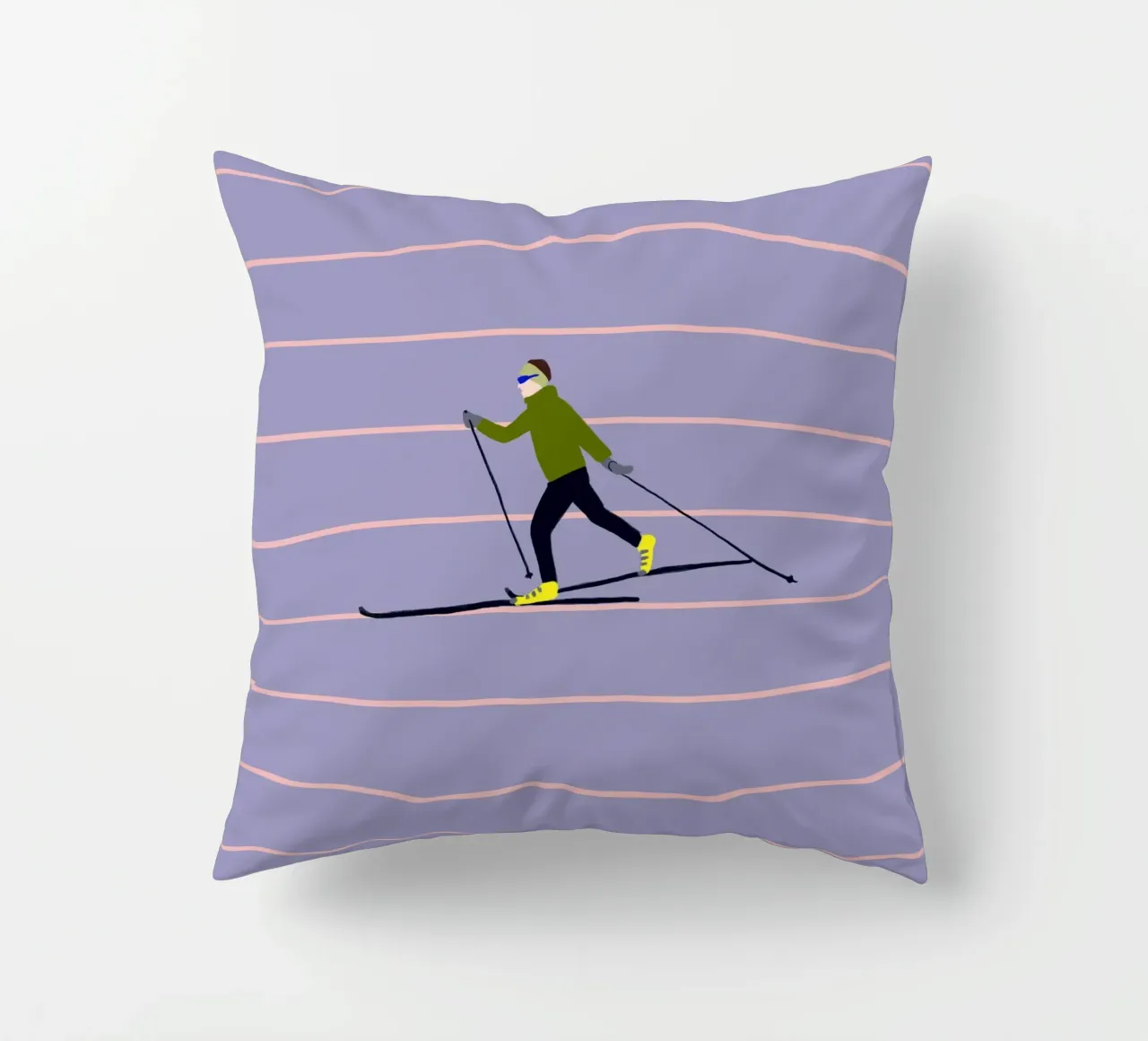 Skifahren Langlauf Streifen cuscino da Sophie Augustin Illustration