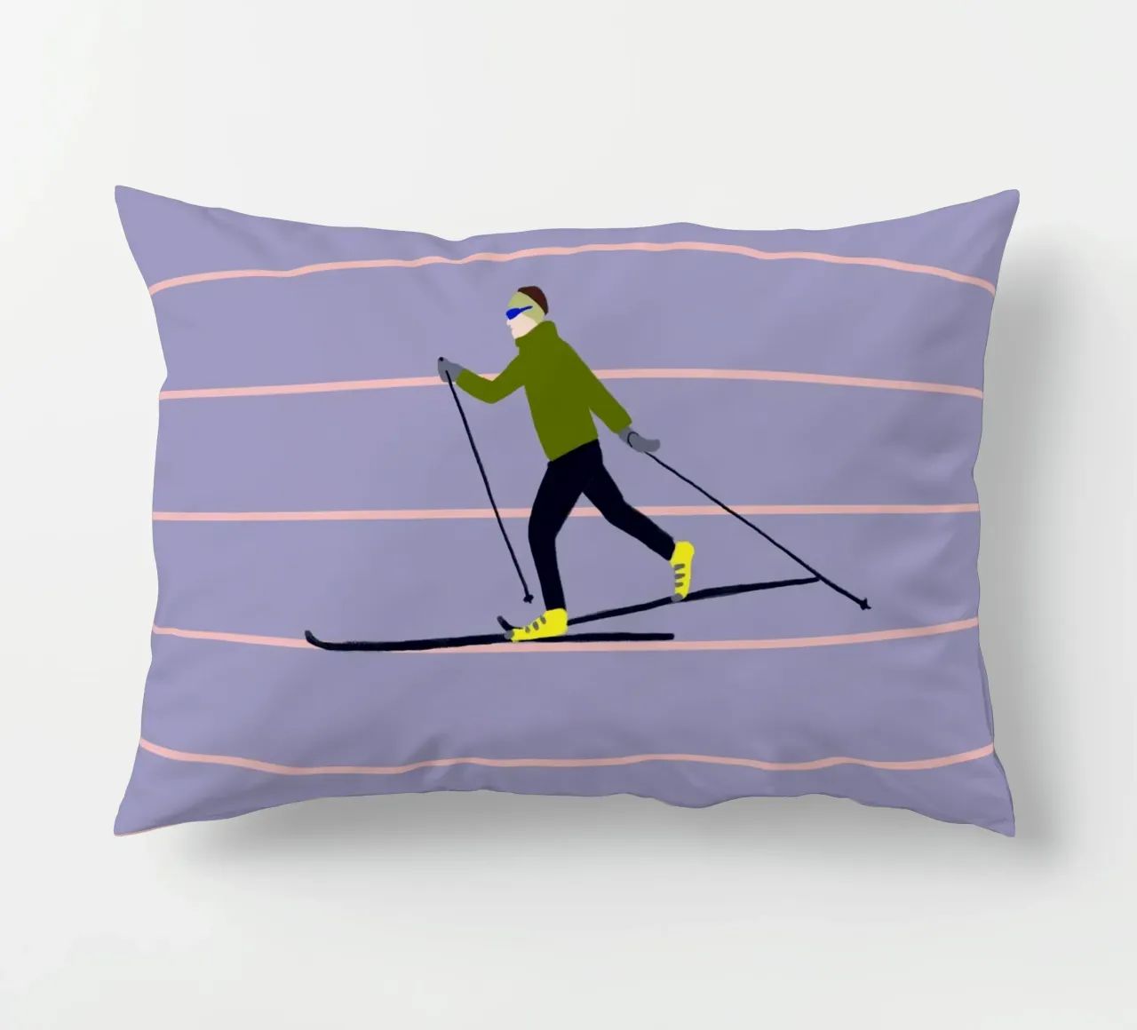 Skifahren Langlauf Streifen cuscino da Sophie Augustin Illustration