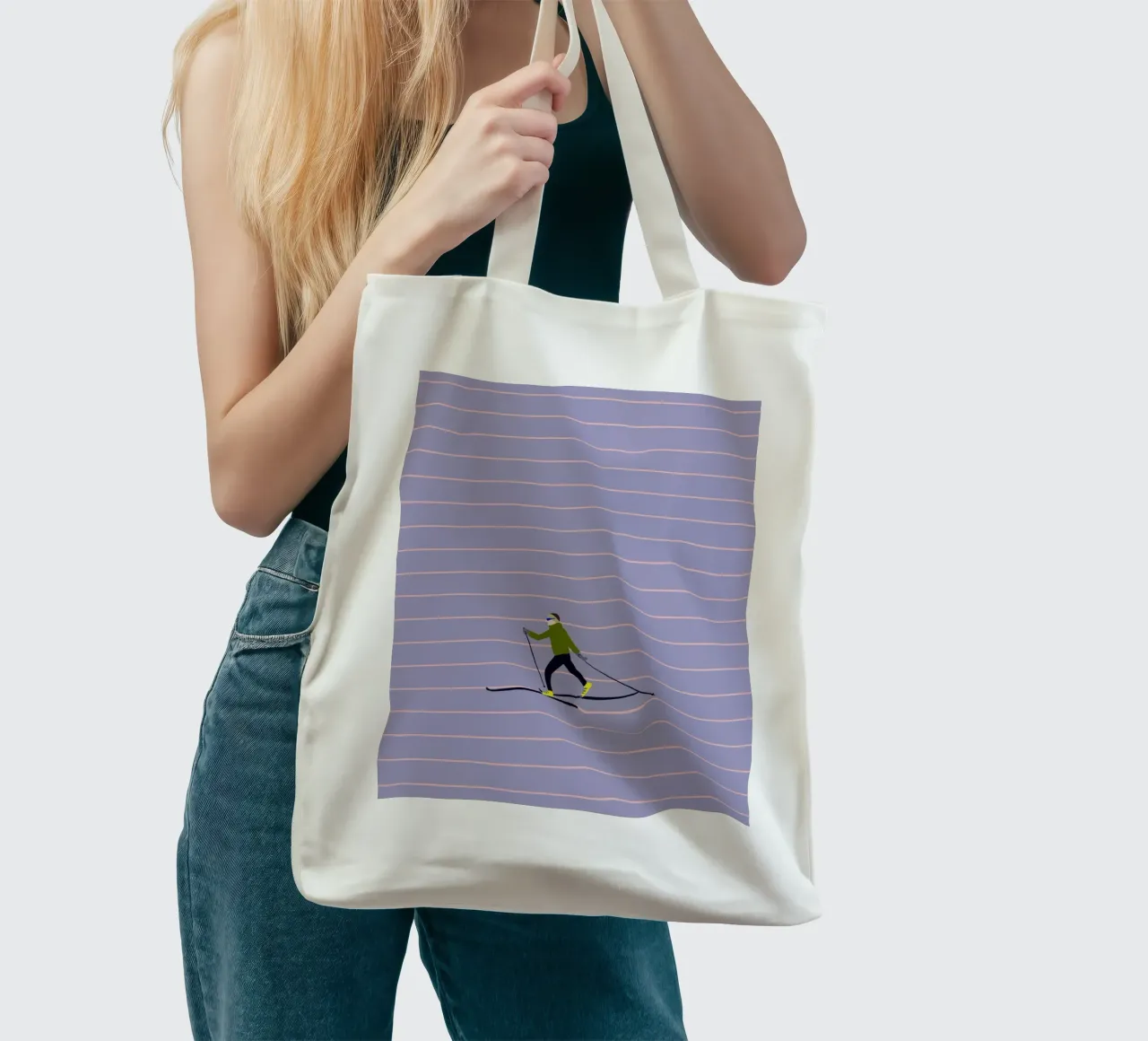 Skifahren Langlauf Streifen borsa in juta da Sophie Augustin Illustration