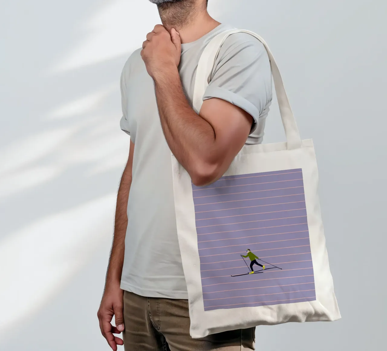 Skifahren Langlauf Streifen borsa in juta da Sophie Augustin Illustration