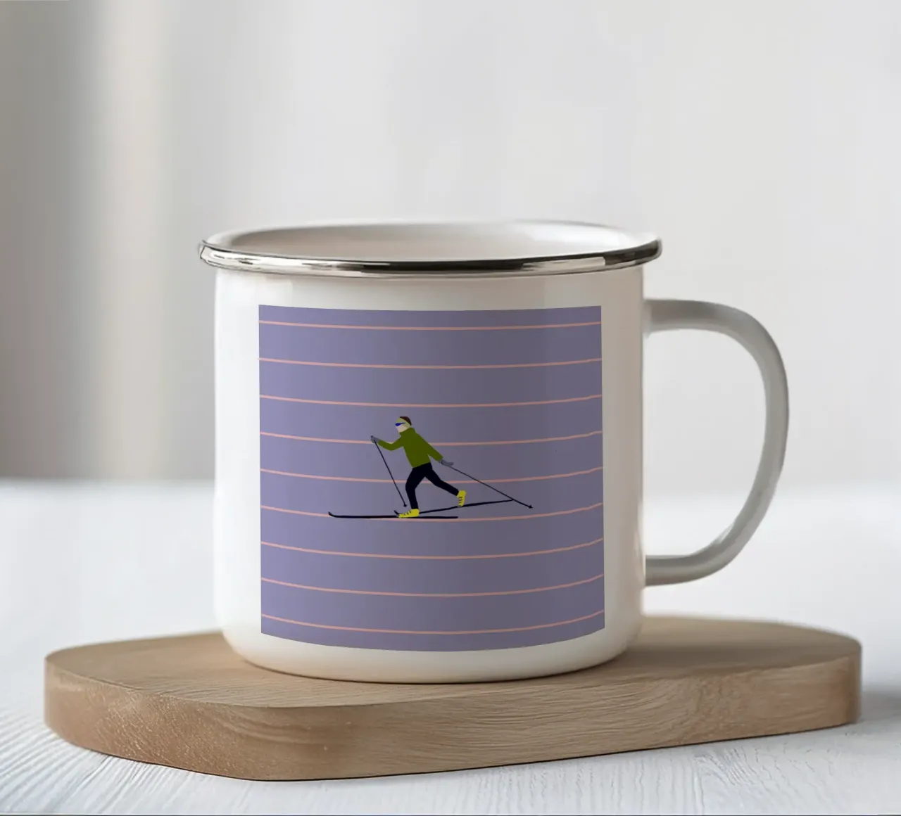 Skifahren Langlauf Streifen emaille mok van Sophie Augustin Illustration