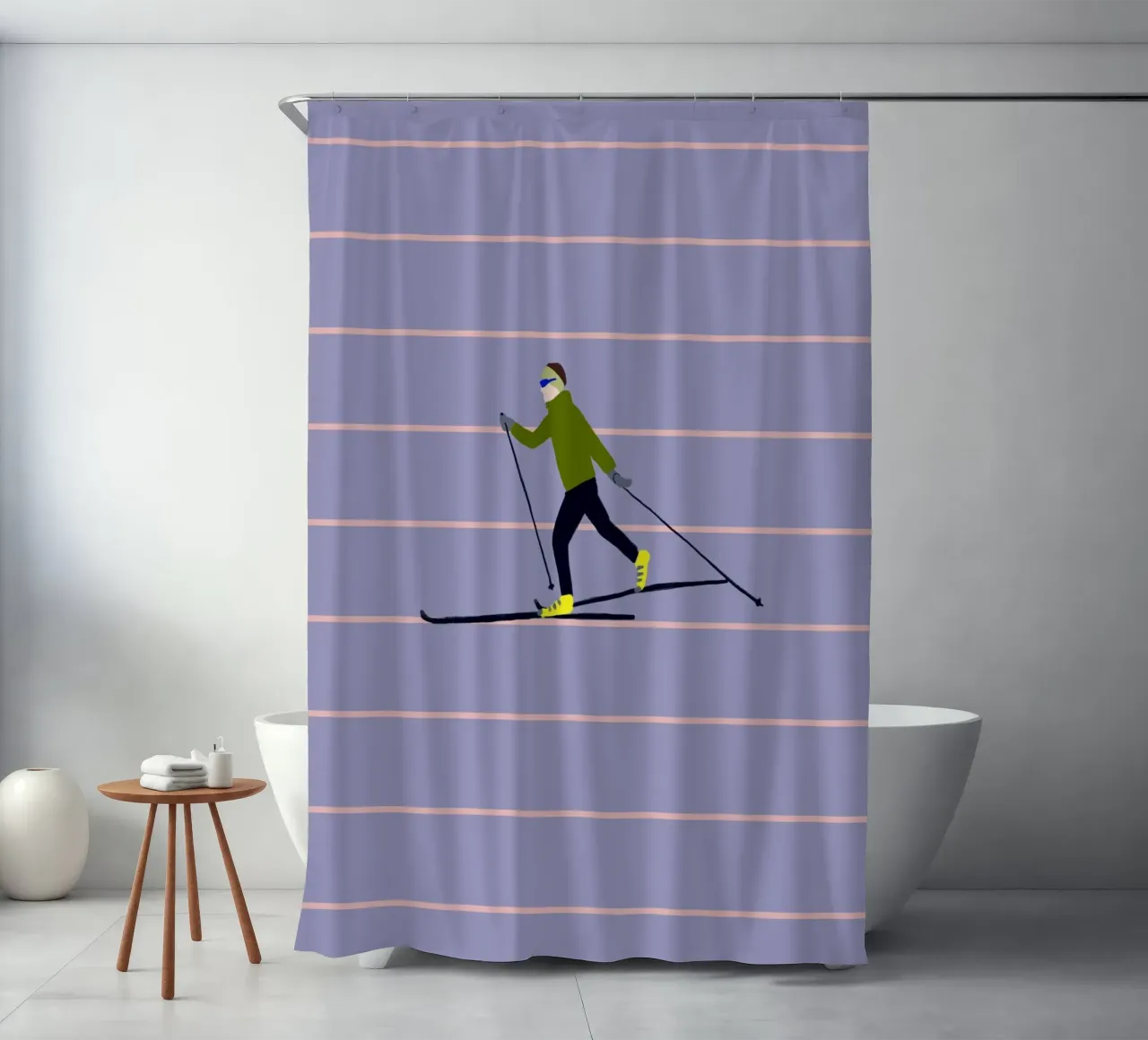 Skifahren Langlauf Streifen tenda da doccia da Sophie Augustin Illustration