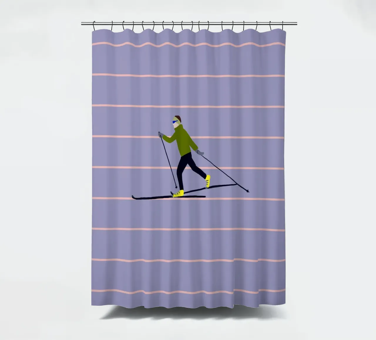 Skifahren Langlauf Streifen tenda da doccia da Sophie Augustin Illustration