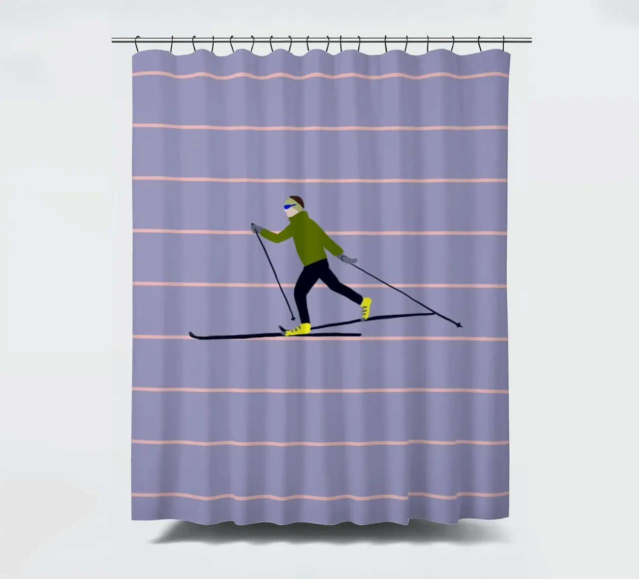 Skifahren Langlauf Streifen tenda da doccia da Sophie Augustin Illustration