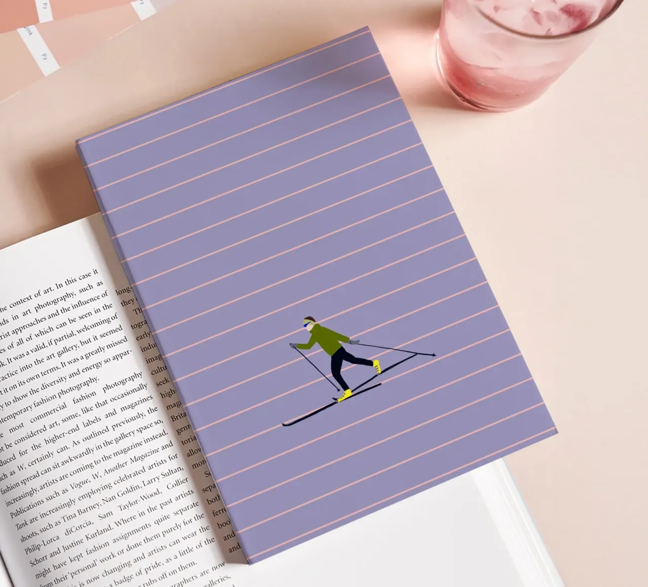Skifahren Langlauf Streifen notebook by Sophie Augustin Illustration