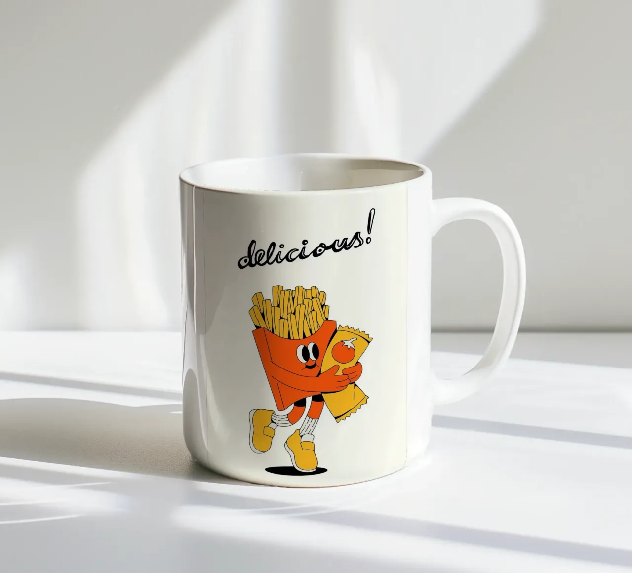 Patatine fritte con ketchup tazza in ceramica da apple crumble