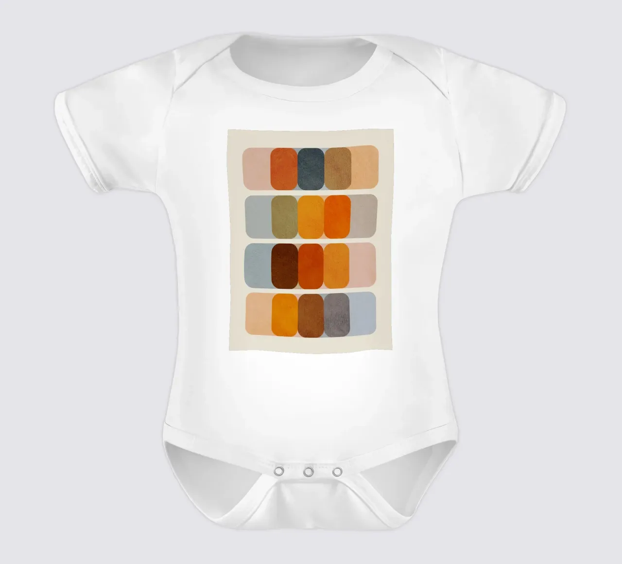 Abstracte kleurrijke print Mid Century Modern babyrompertje korte mouwen van Lonnieprints