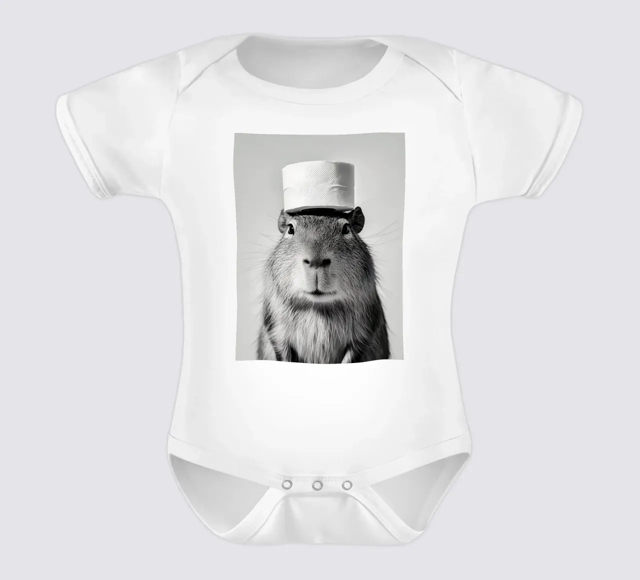 Capibara met wc-hoed babyrompertje korte mouwen van JoyWalkerShop