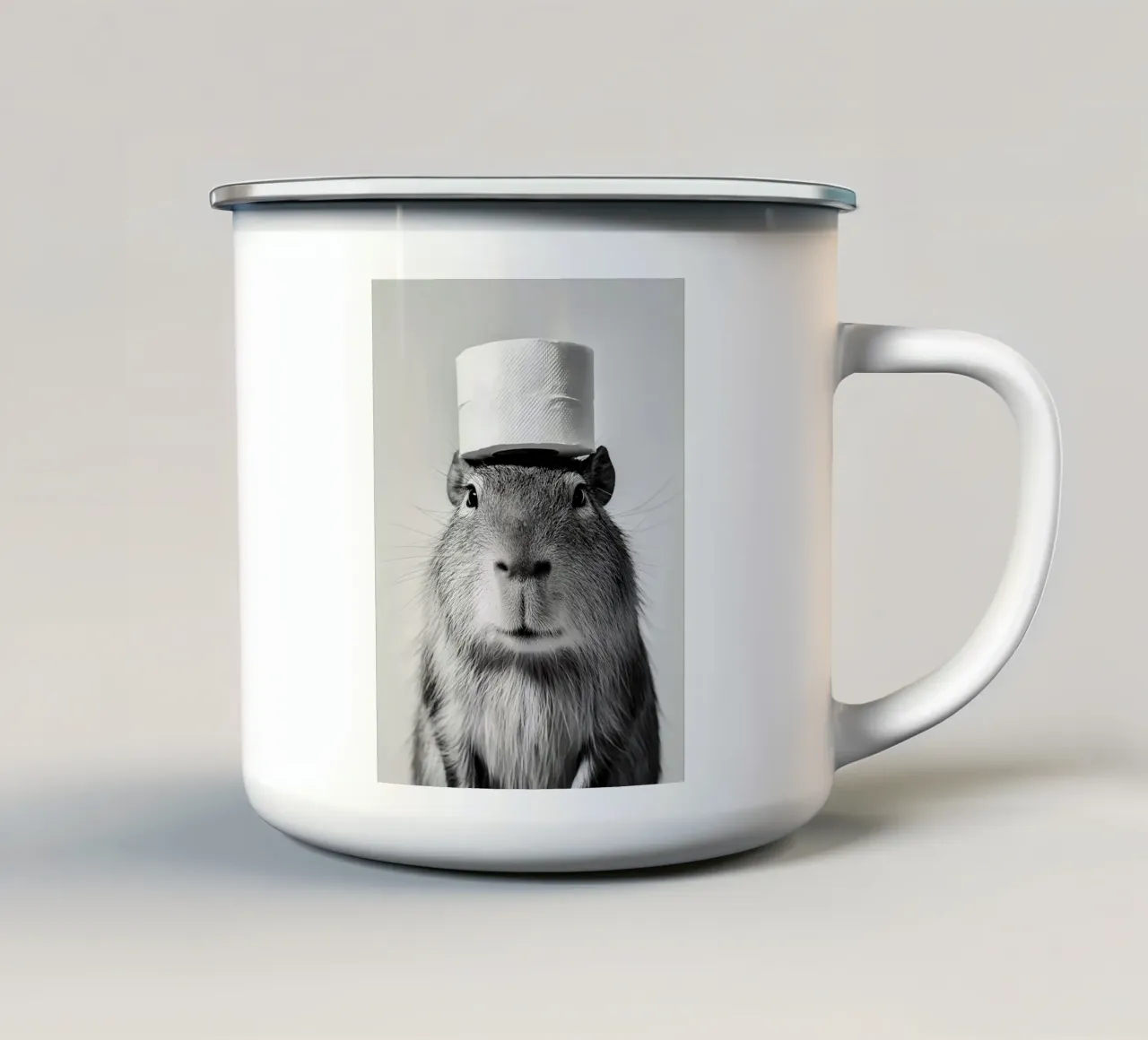 Capibara con cappello di carta igienica tazza in smalto da JoyWalkerShop