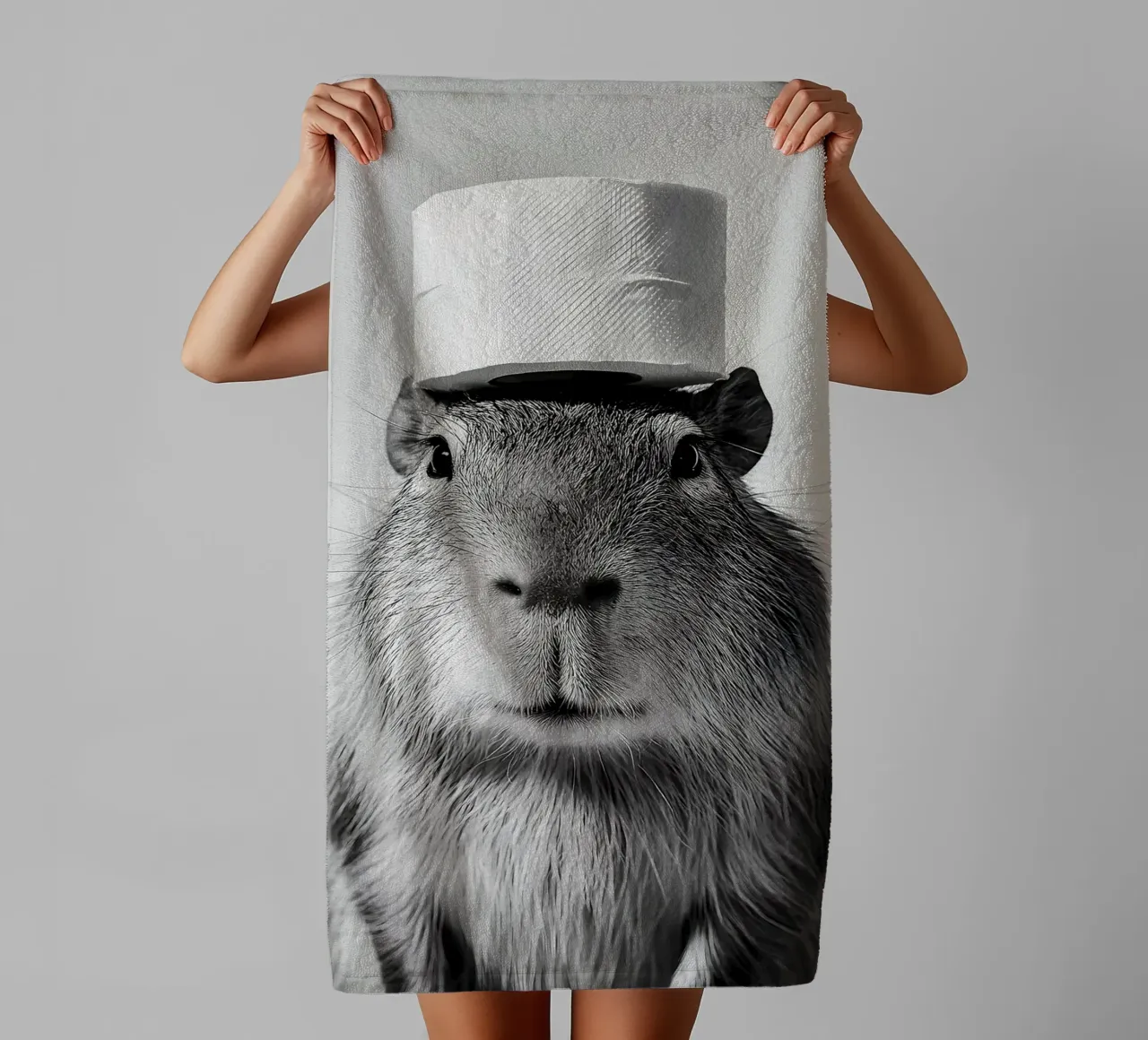 Capibara met wc-hoed badhanddoek van JoyWalkerShop