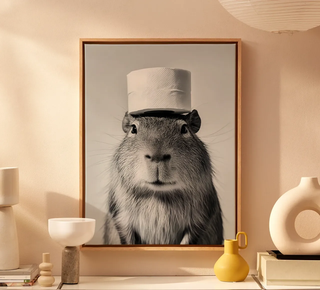 Capibara met wc-hoed canvas van JoyWalkerShop