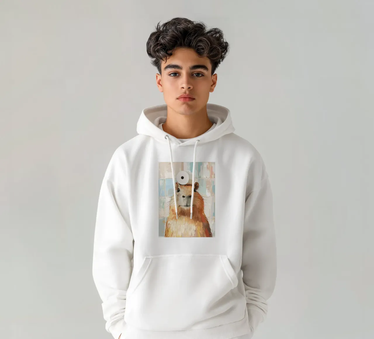 Capibara con cappello di carta igienica felpa con cappuccio da JoyWalkerShop