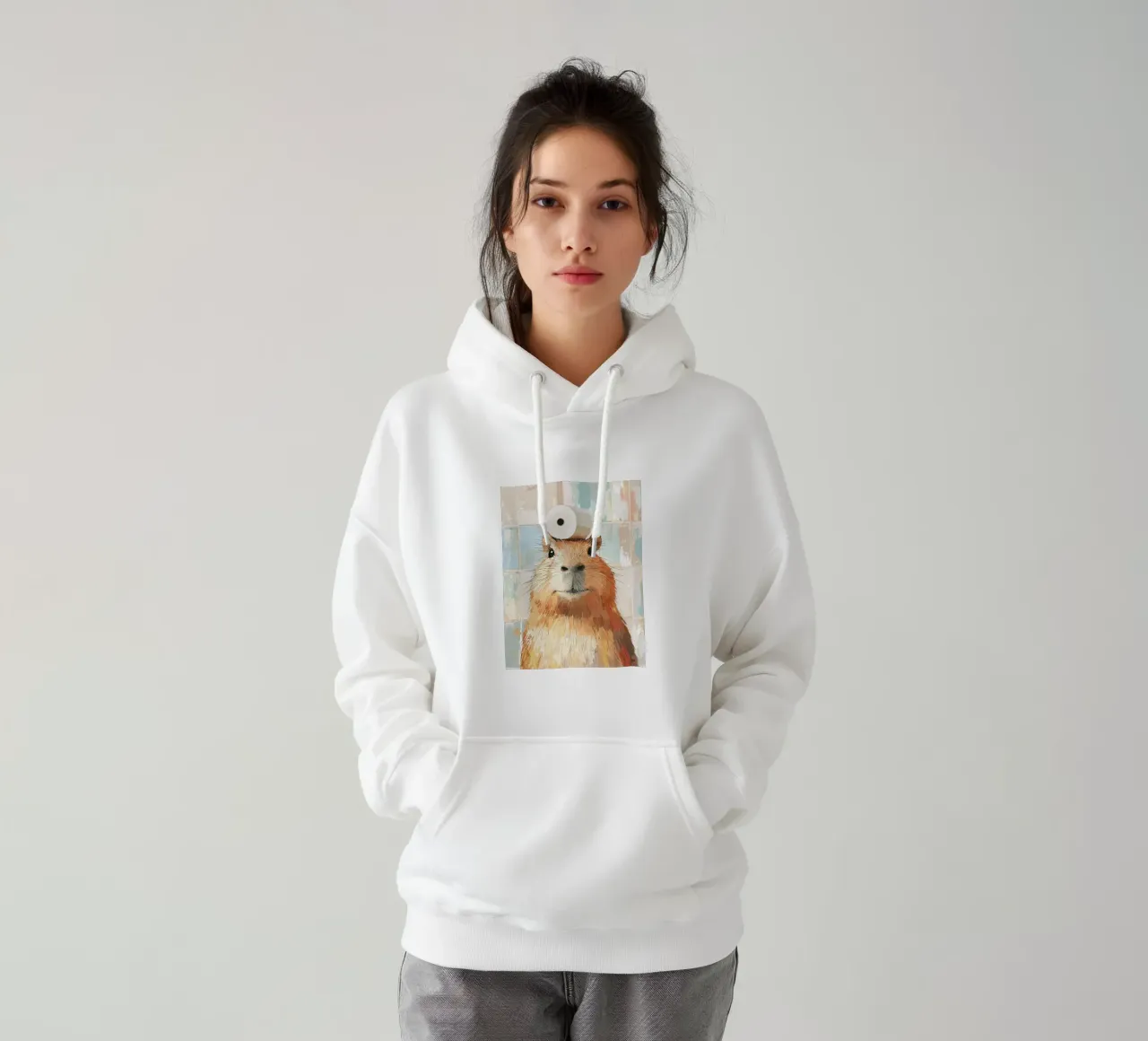 Capibara con cappello di carta igienica felpa con cappuccio da JoyWalkerShop