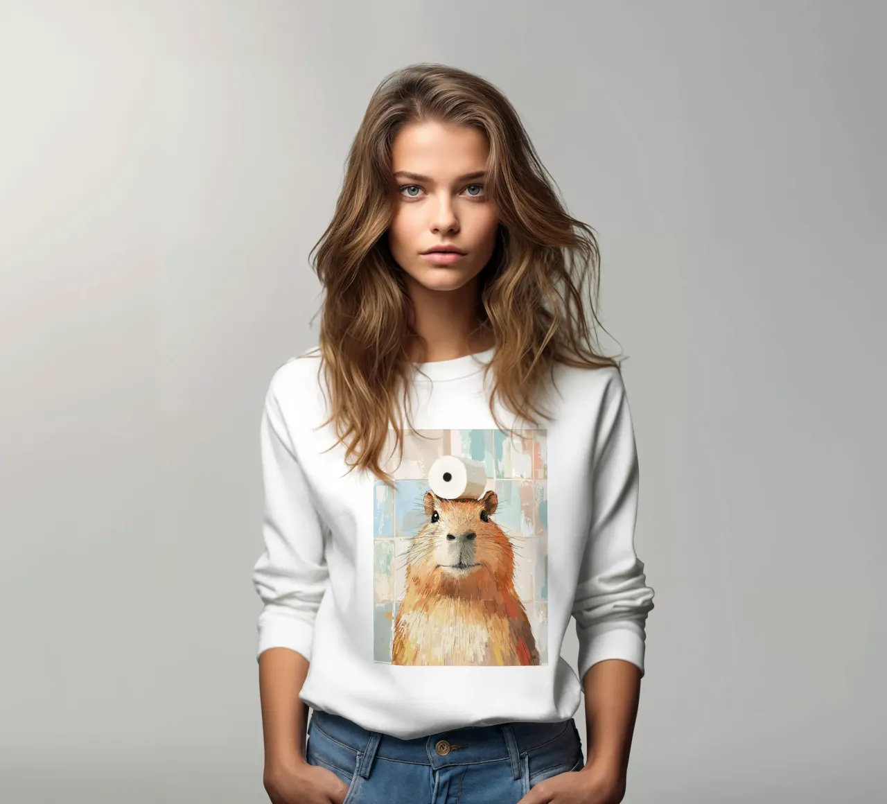 Capibara con cappello di carta igienica felpa da JoyWalkerShop