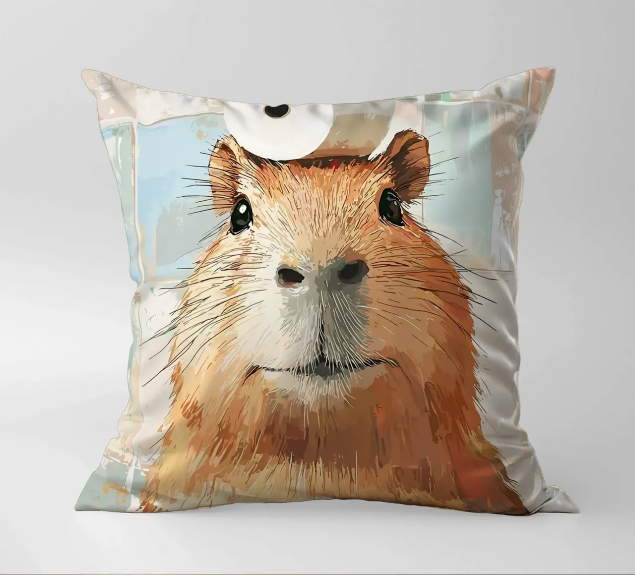 Capibara con cappello di carta igienica cuscino da JoyWalkerShop