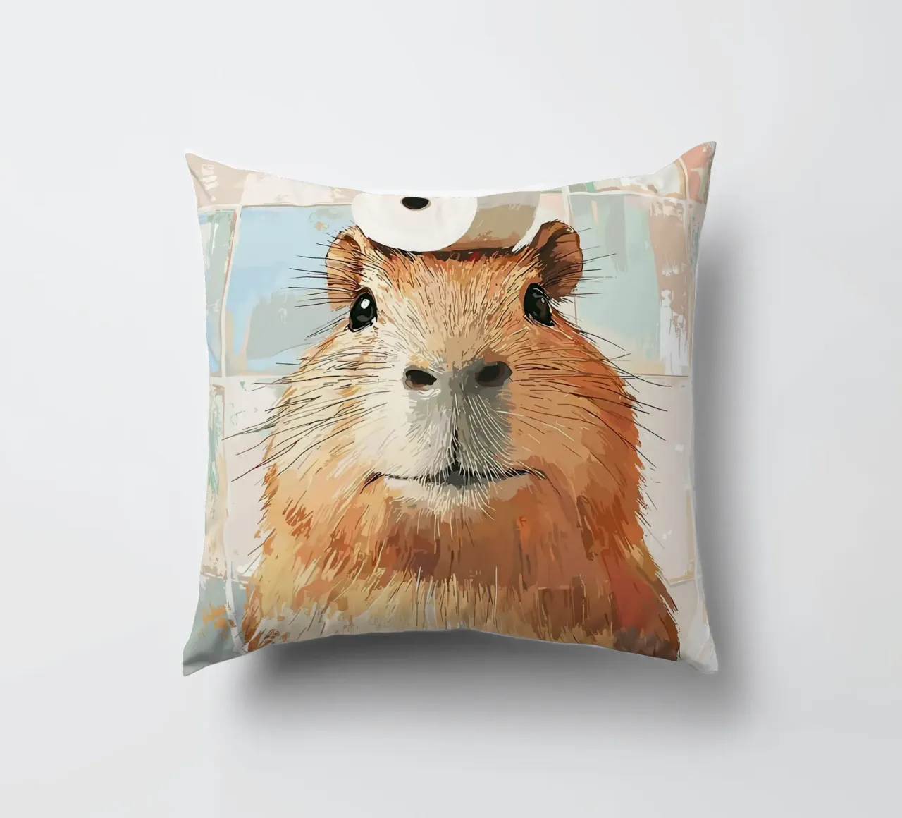 Capibara con cappello di carta igienica cuscino da JoyWalkerShop