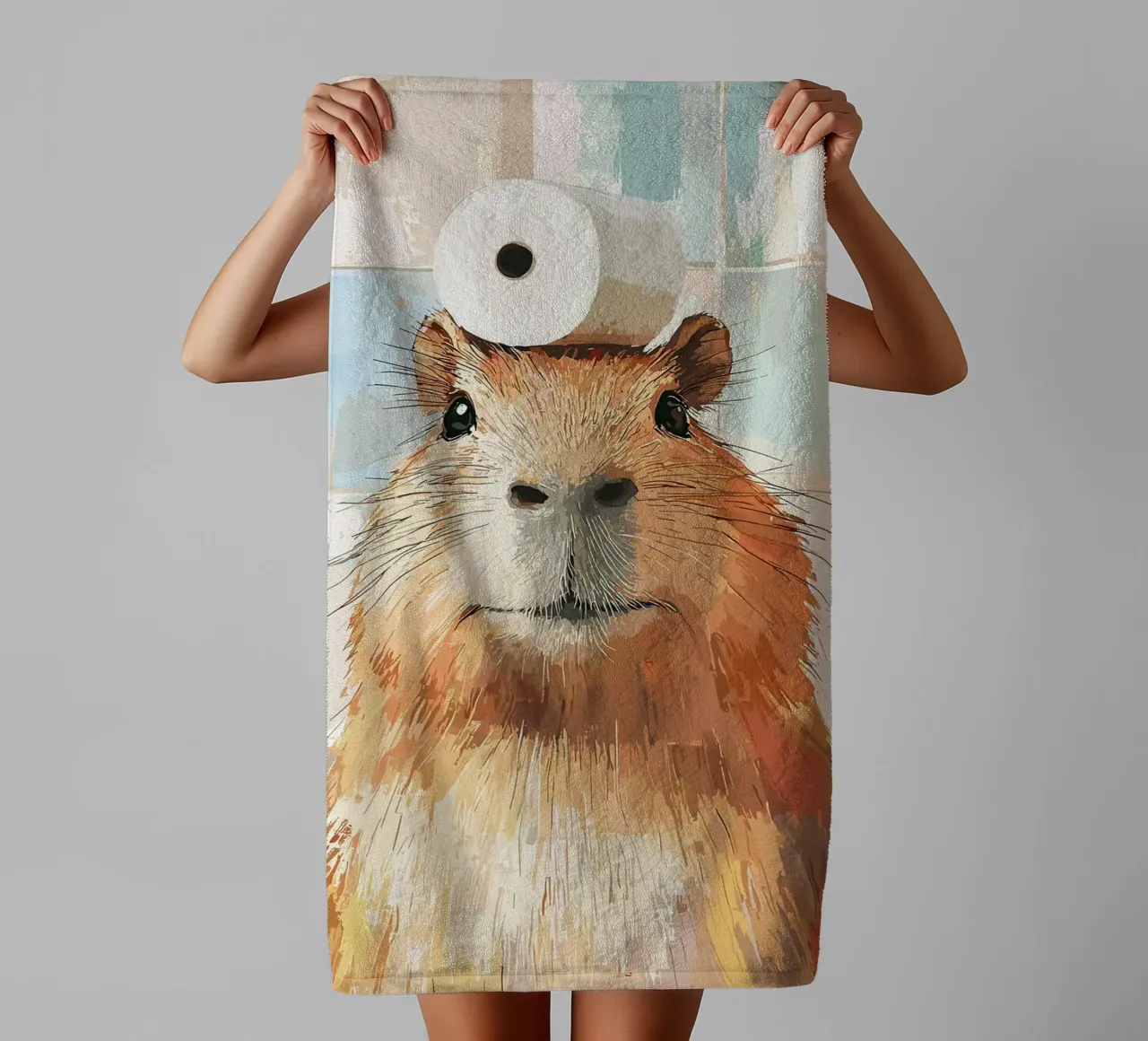 Capybara mit Toilettenpapierhut Handtuch von JoyWalkerShop