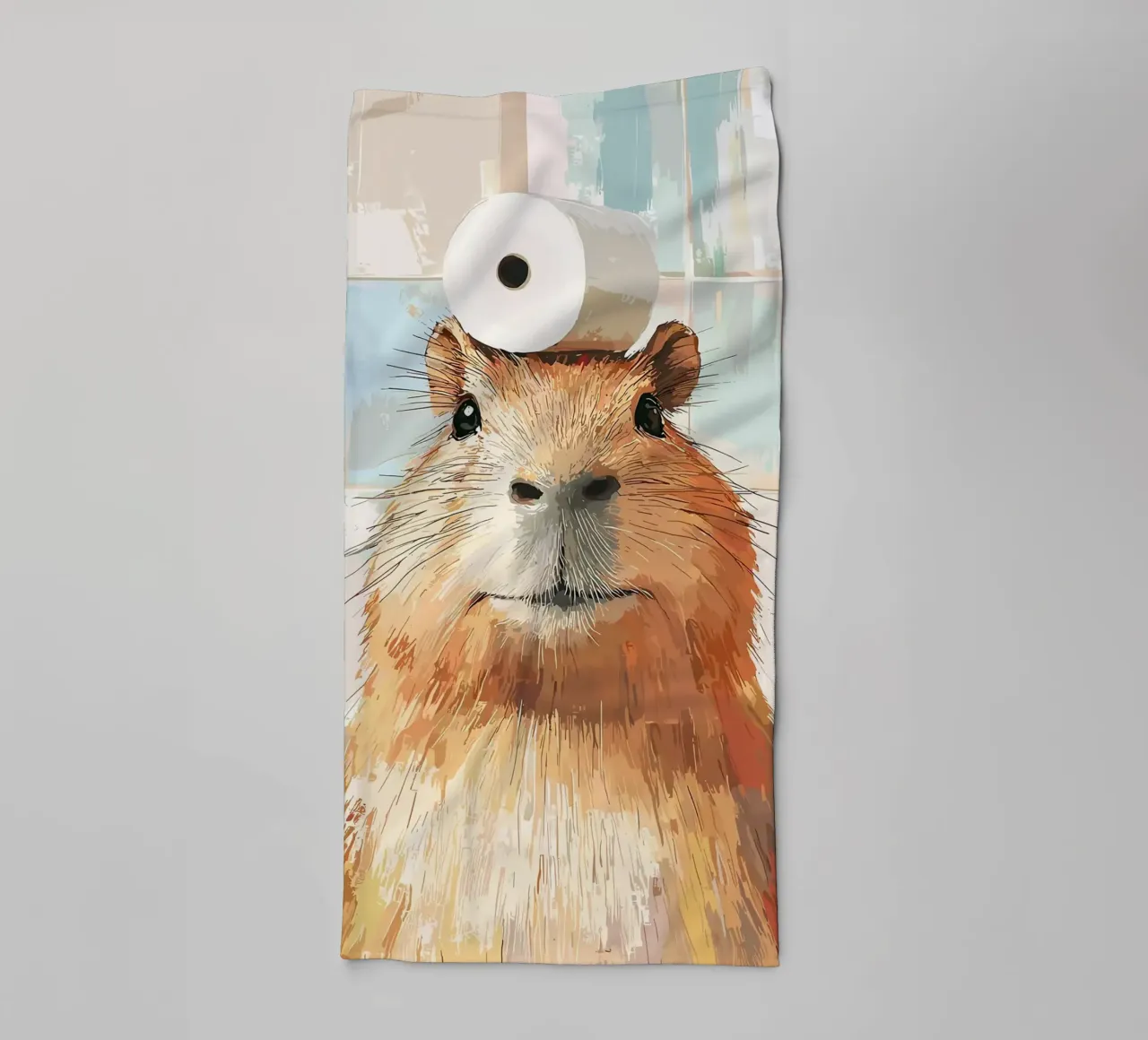 Capybara mit Toilettenpapierhut Handtuch von JoyWalkerShop