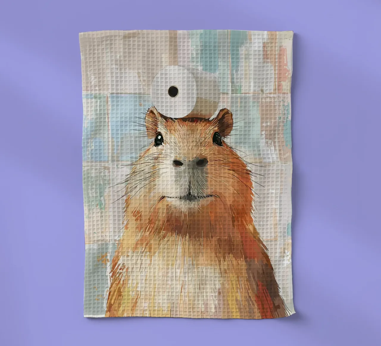 Capibara con cappello di carta igienica canovaccio da cucina da JoyWalkerShop