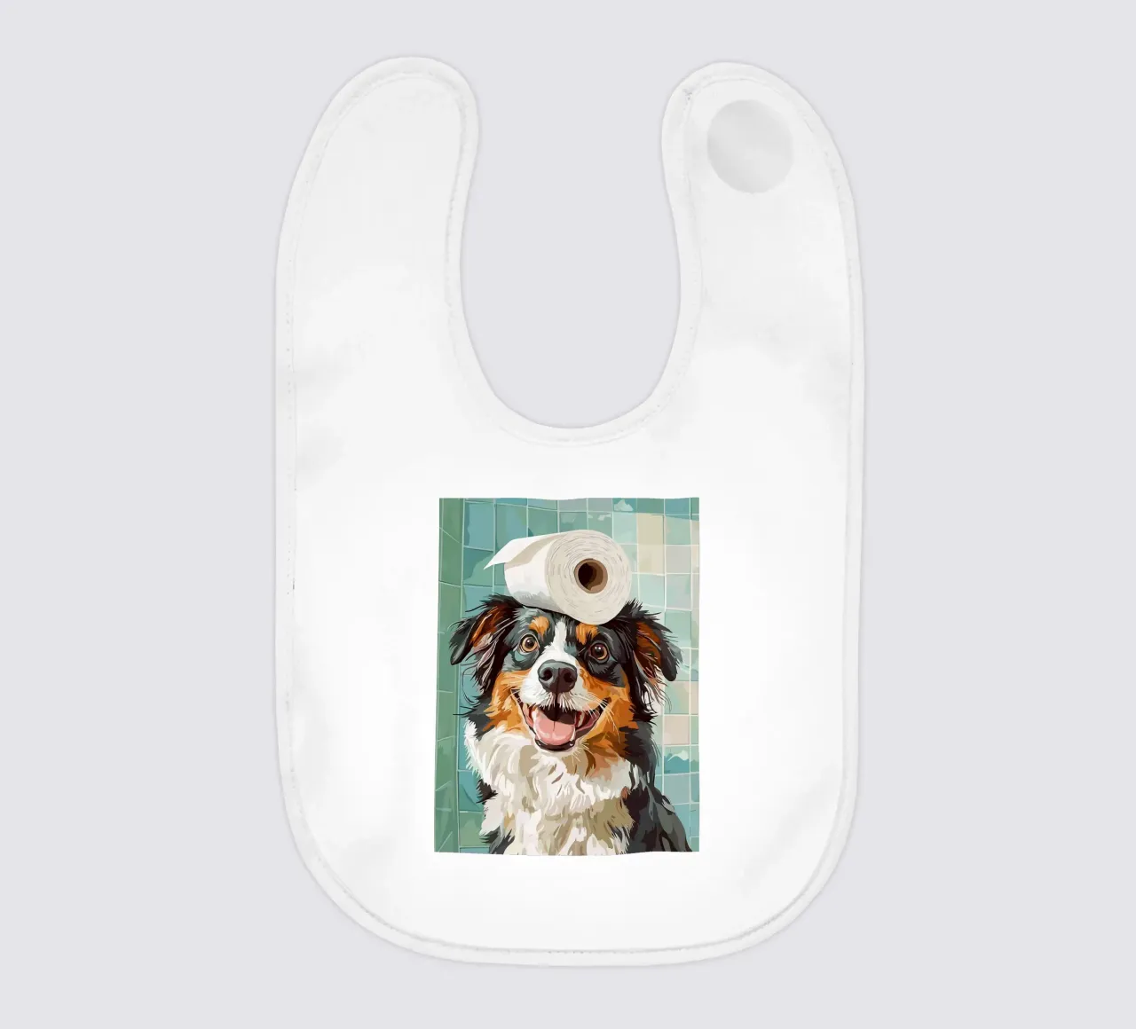 Cane con carta igienica in testa bavaglino da JoyWalkerShop