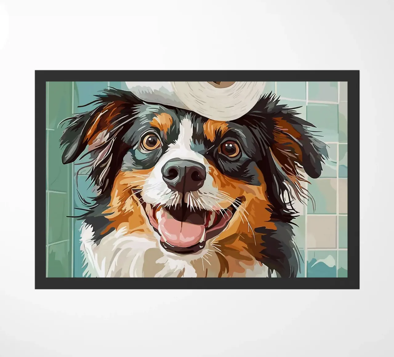 Cane con carta igienica in testa zerbino da JoyWalkerShop