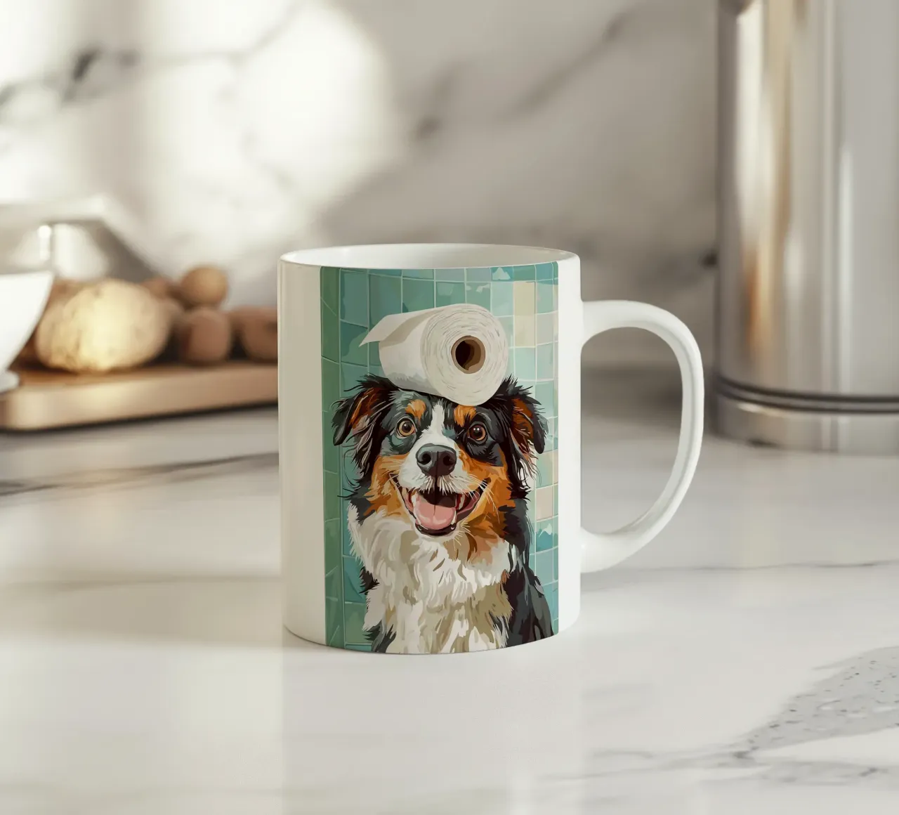 Cane con carta igienica in testa tazza in ceramica da JoyWalkerShop