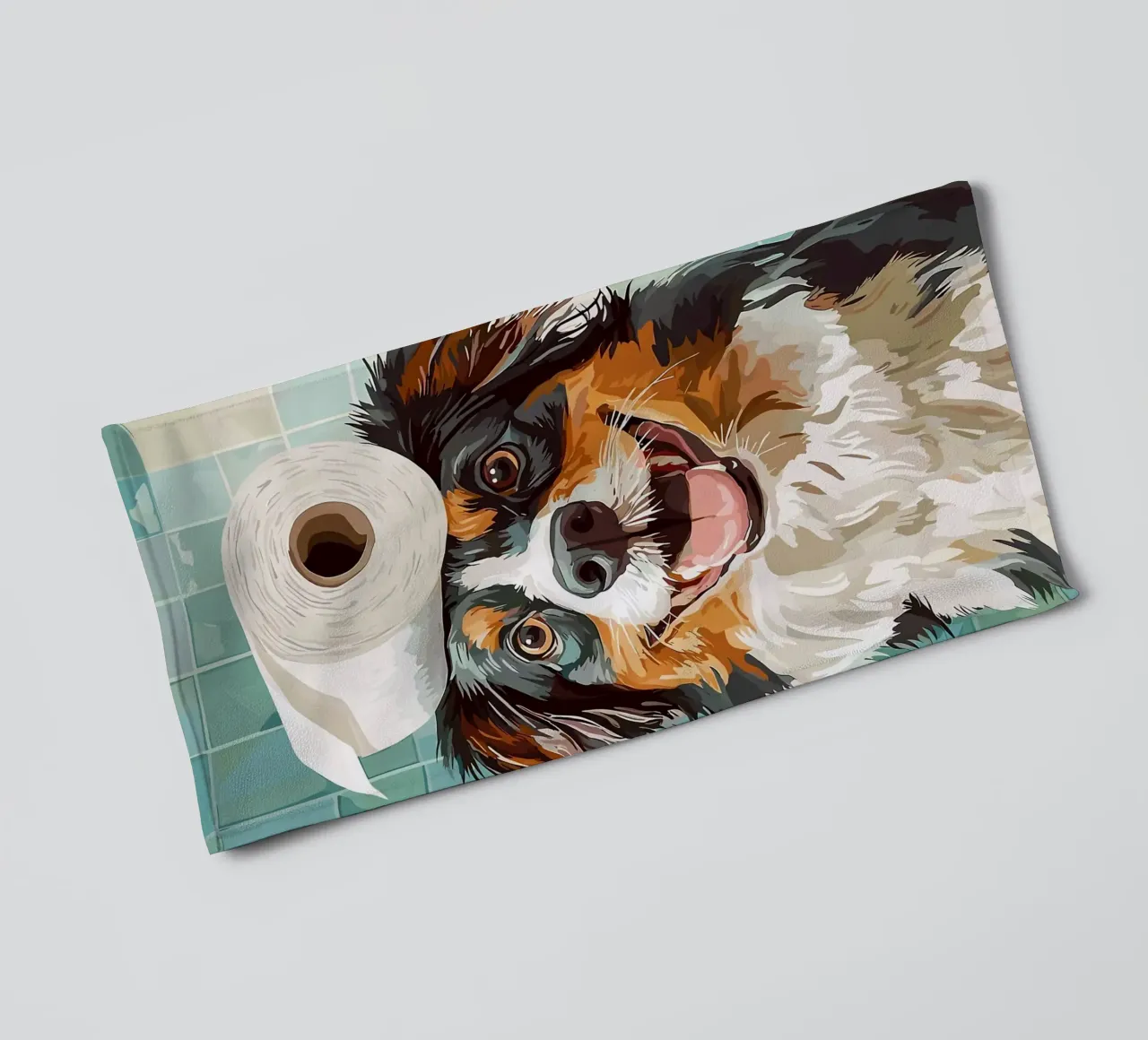 Cane con carta igienica in testa asciugamano da bagno da JoyWalkerShop