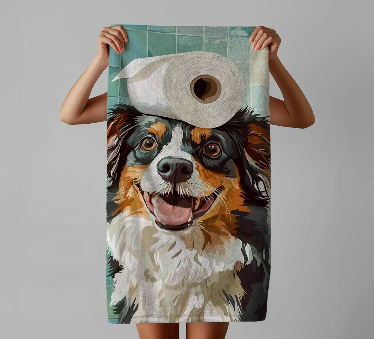 Cane con carta igienica in testa asciugamano da bagno da JoyWalkerShop