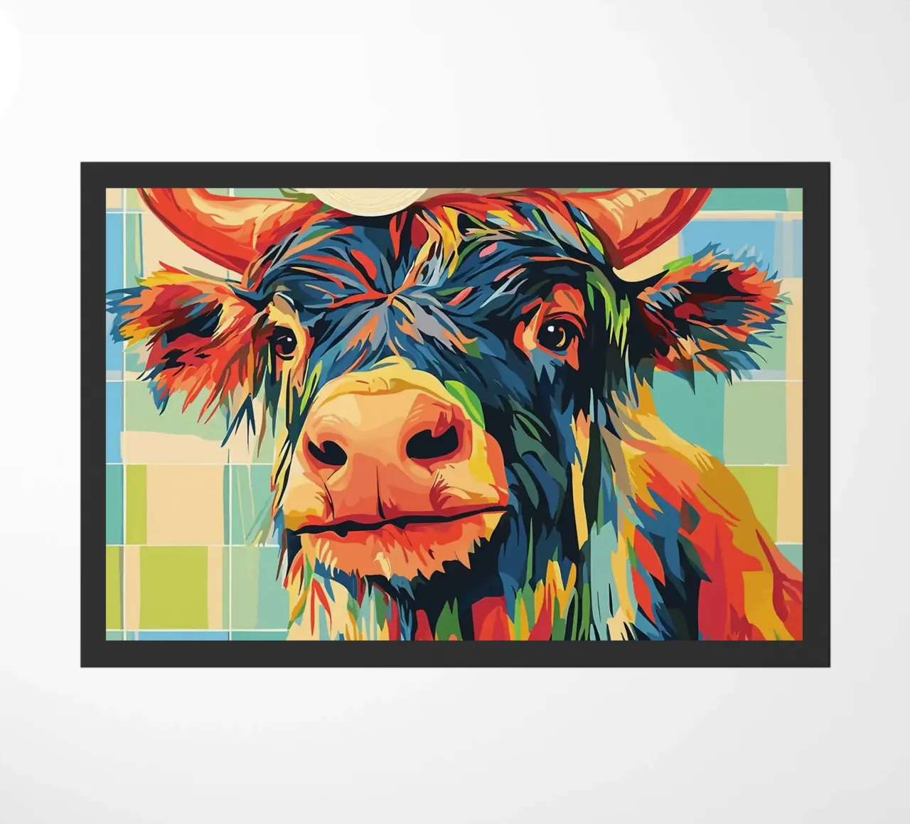 Mucca colorata con cappello di carta igienica zerbino da JoyWalkerShop