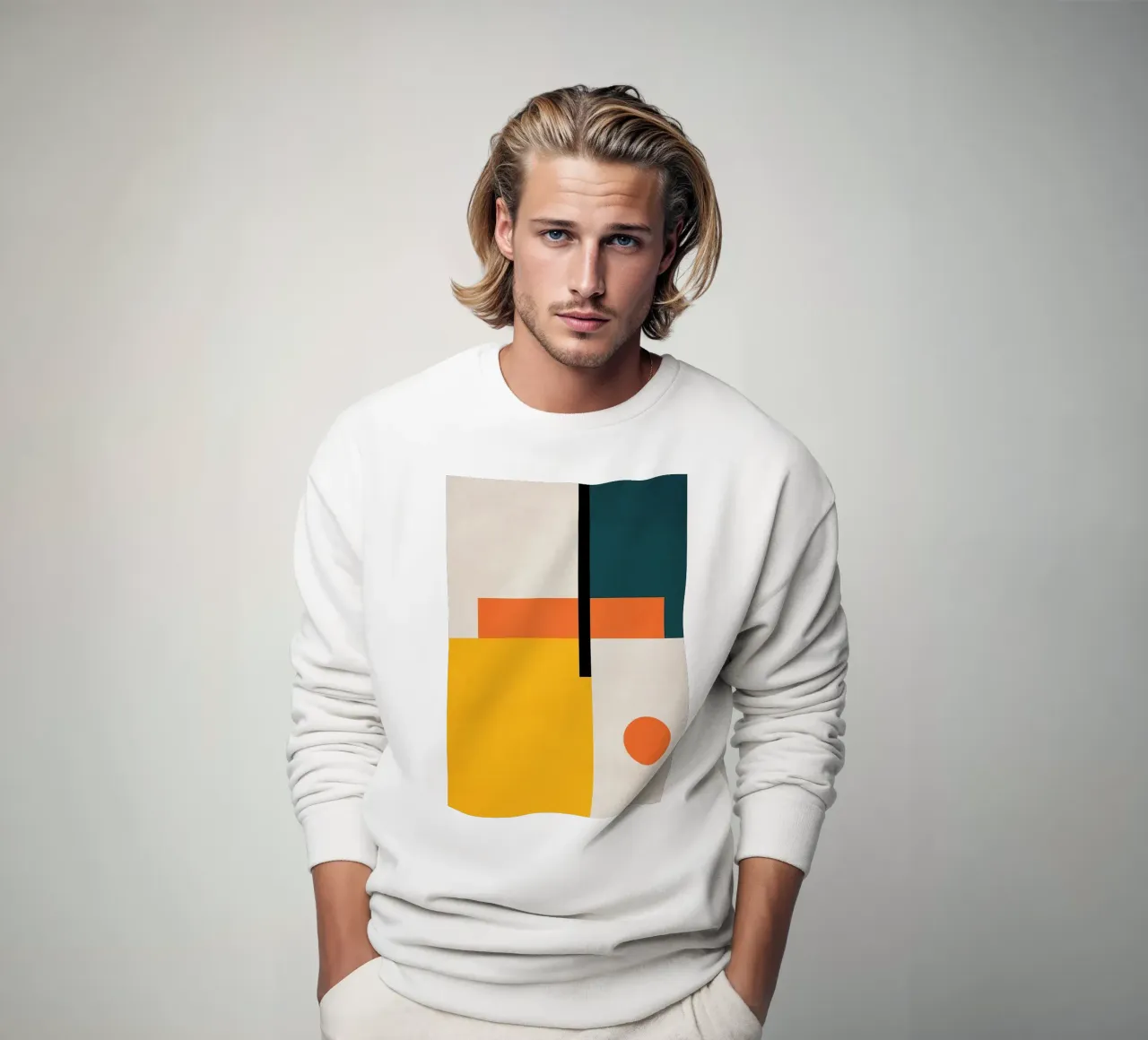 Geometrico astratto Giallo Arancione Verde felpa da Lonnieprints