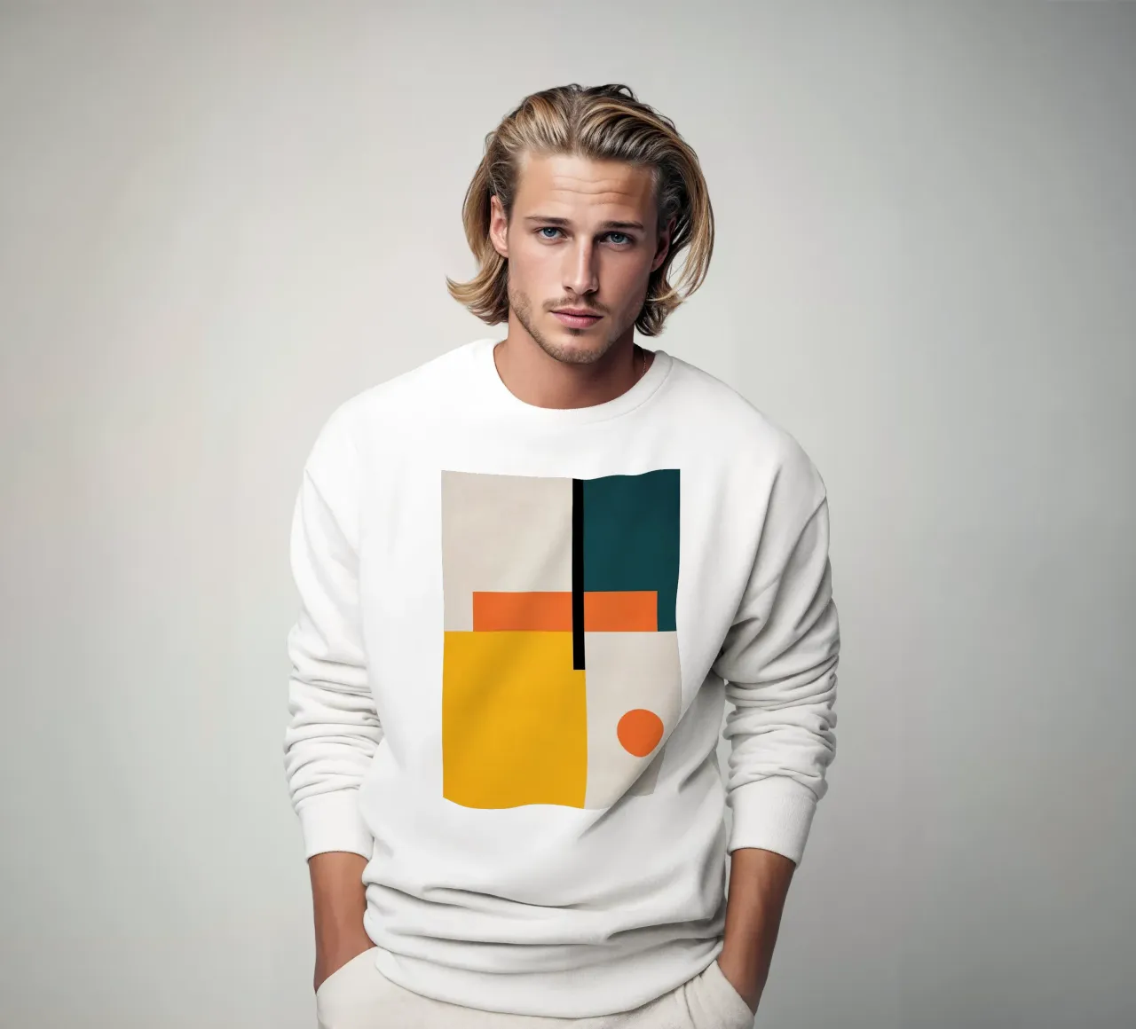 Abstrait géométrique jaune orange vert sweat de Lonnieprints