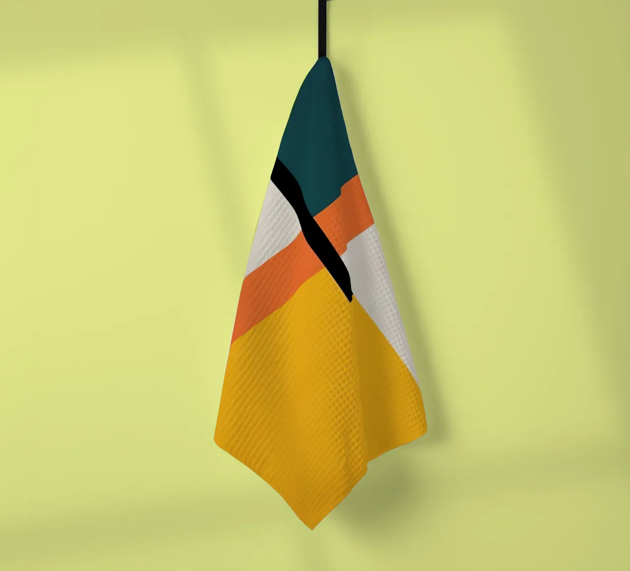 Abstrait géométrique jaune orange vert torchon de Lonnieprints