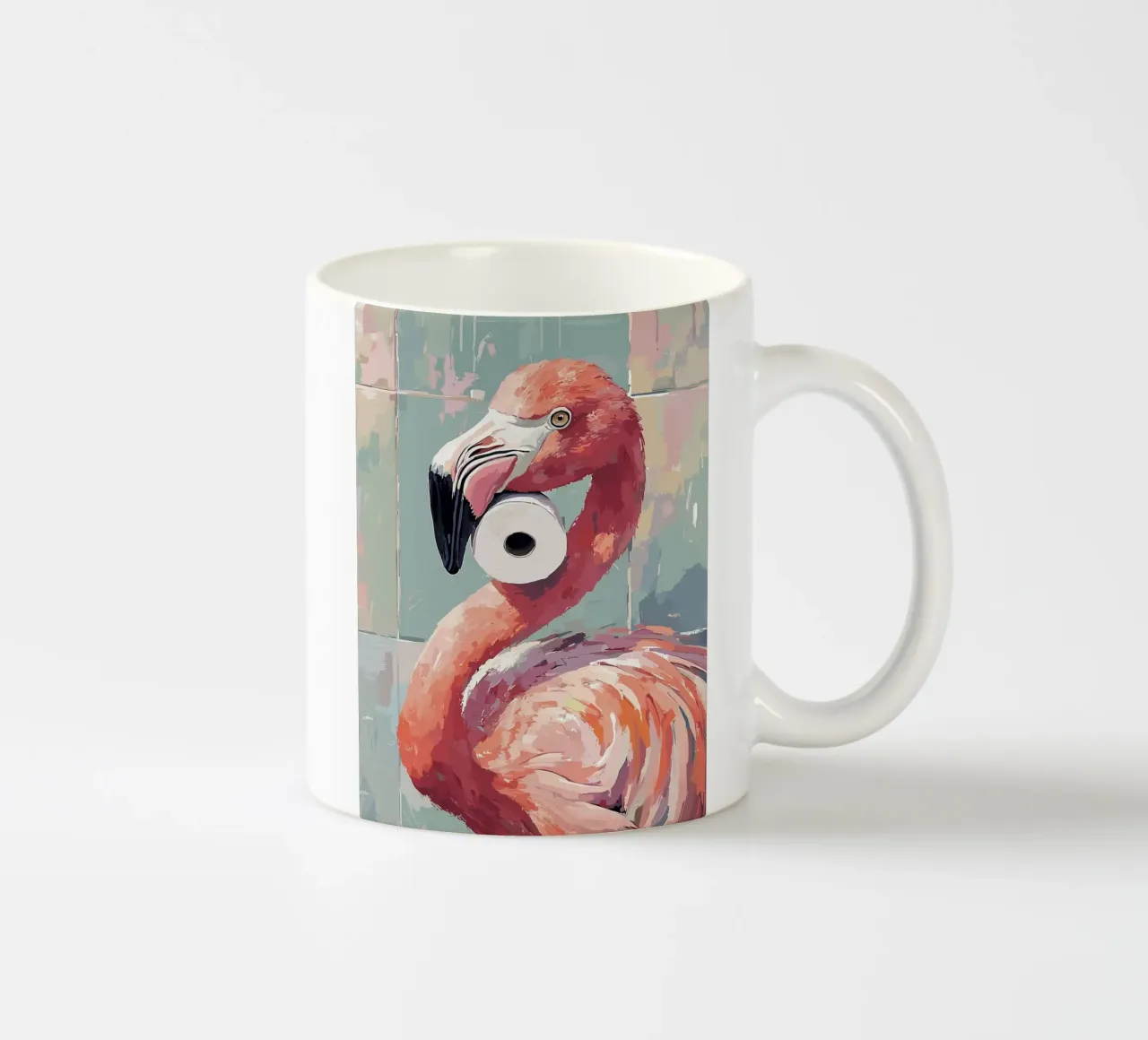 Flamingo met wc-rol keramische mok van JoyWalkerShop