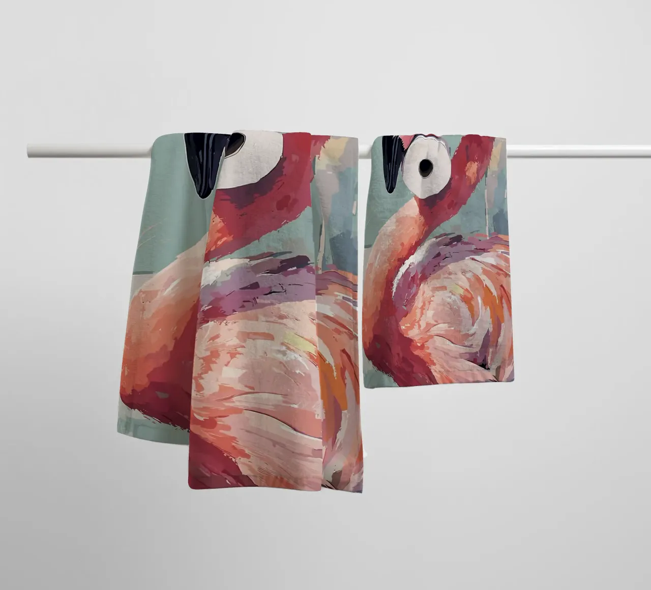 Flamingo met wc-rol badhanddoek van JoyWalkerShop