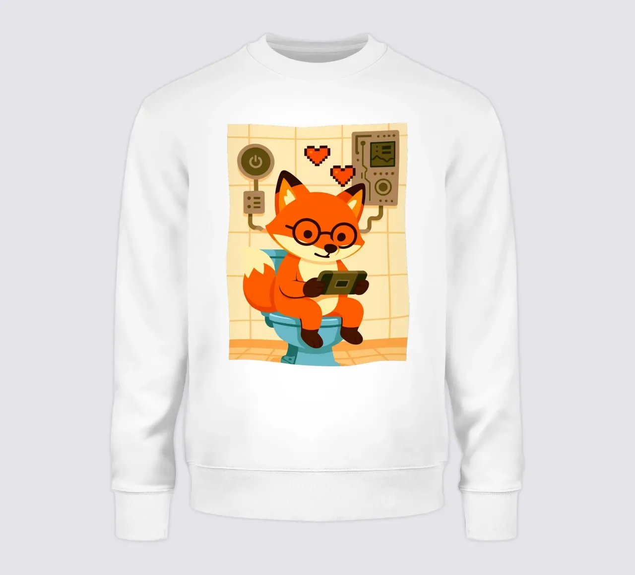 Zorro en el retrete jugando a la tableta sudadera de JoyWalkerShop