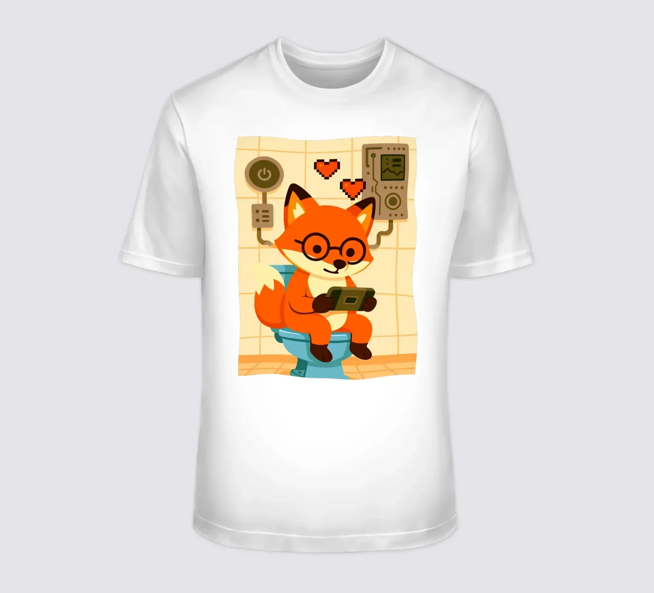Zorro en el retrete jugando a la tableta camiseta de JoyWalkerShop