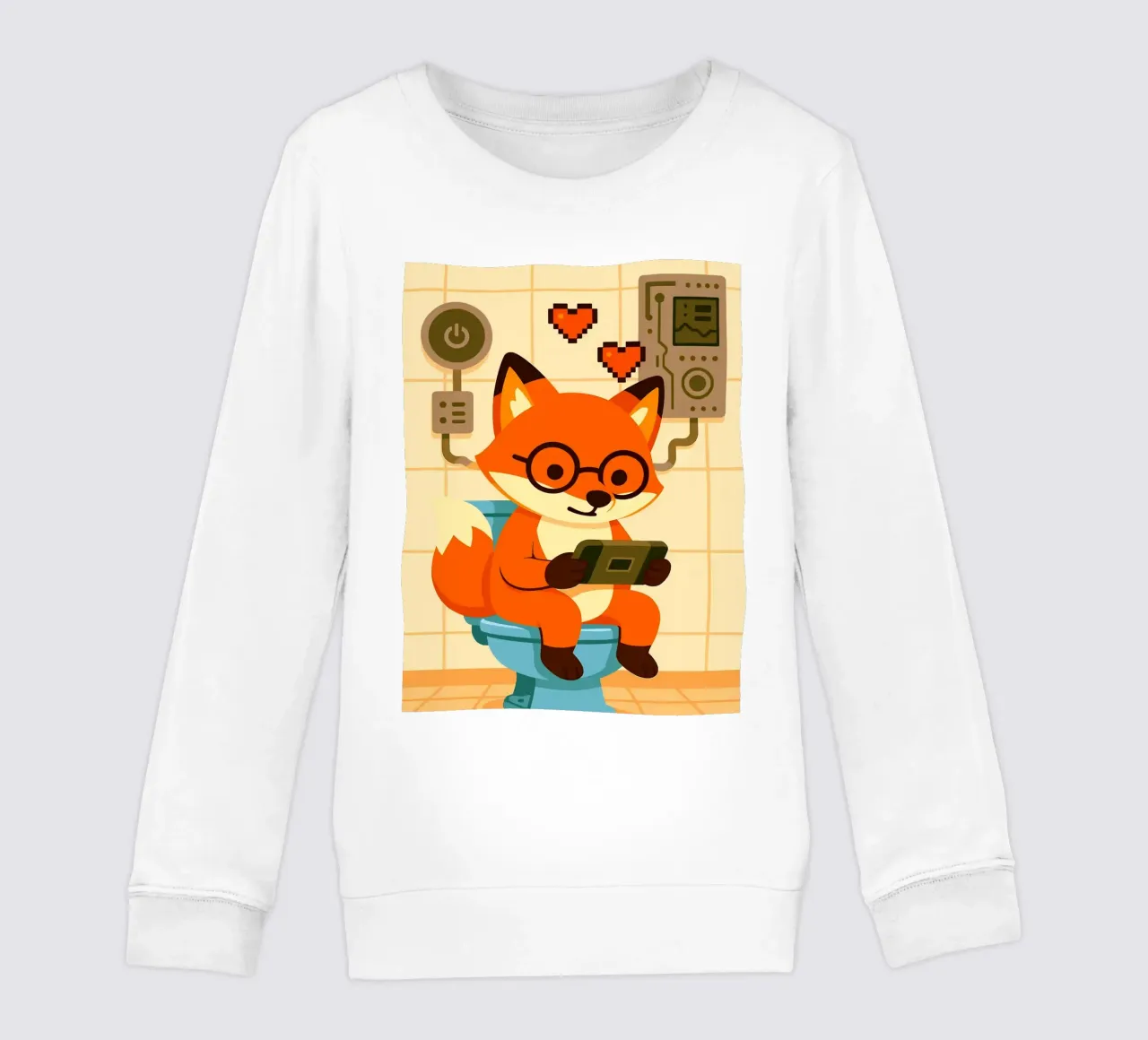 Zorro en el retrete jugando a la tableta sudadera para niño de JoyWalkerShop