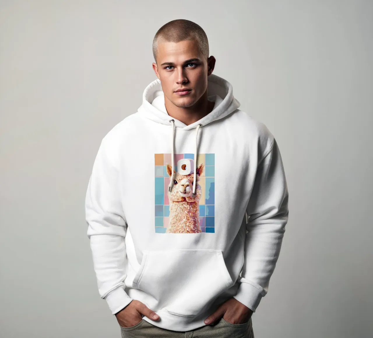 Lama con carta igienica in testa felpa con cappuccio da JoyWalkerShop