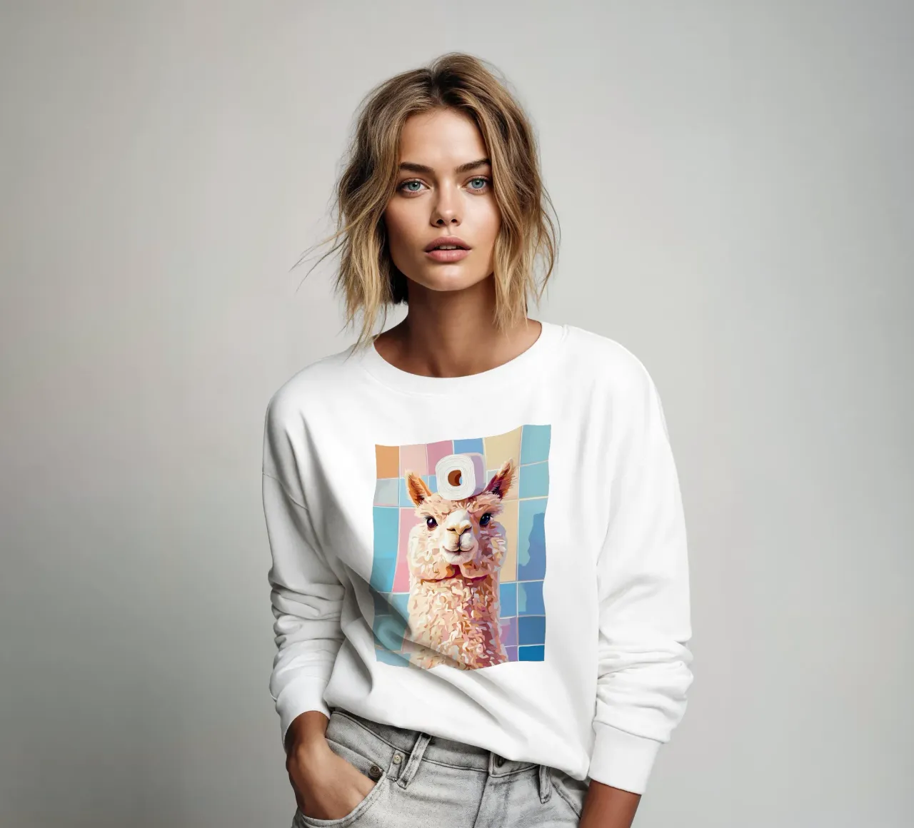 Lama con carta igienica in testa felpa da JoyWalkerShop