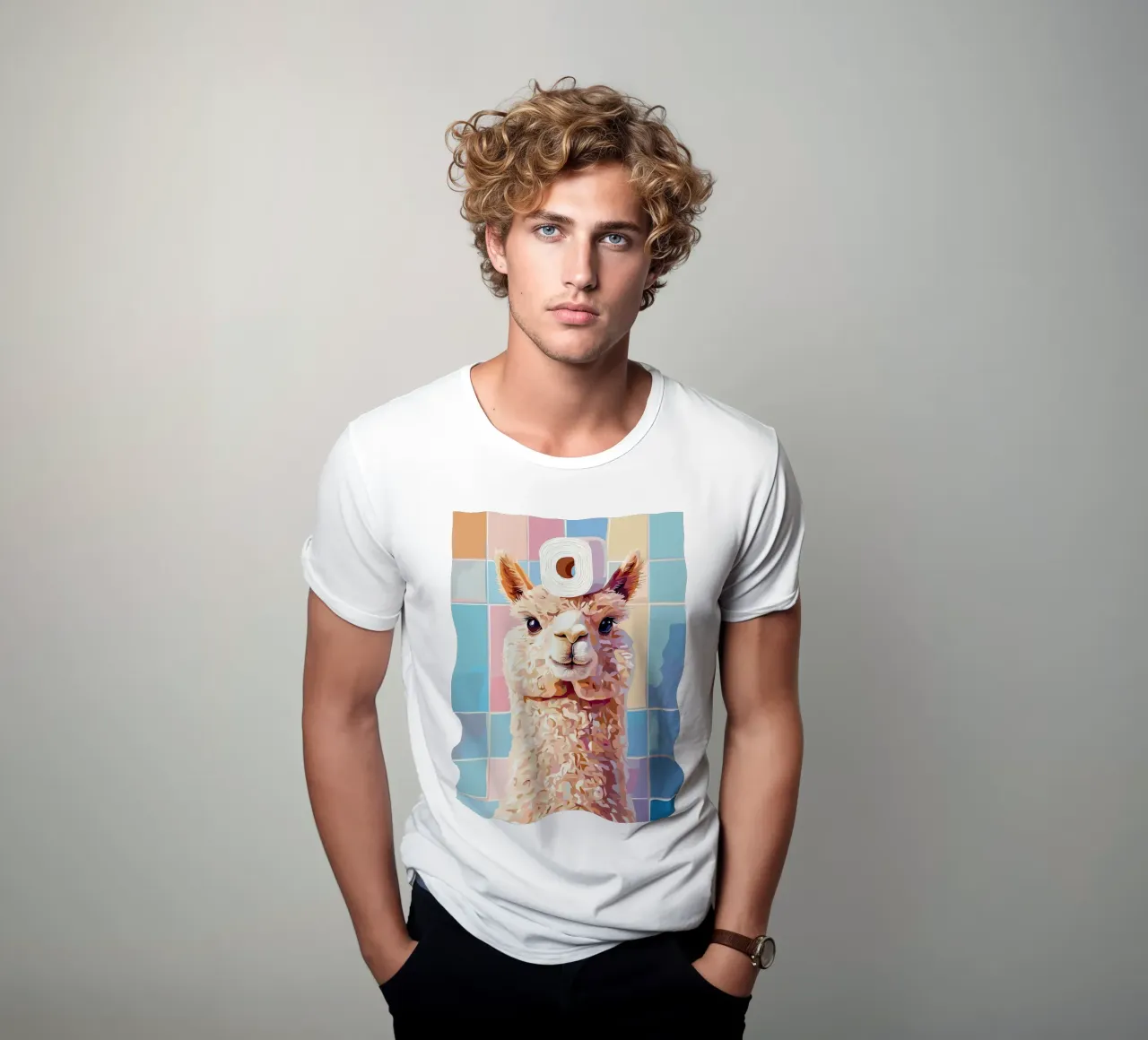 Lama con carta igienica in testa t-shirt da JoyWalkerShop