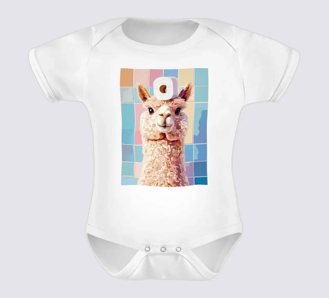 Lama con carta igienica in testa body neonato maniche corte da JoyWalkerShop