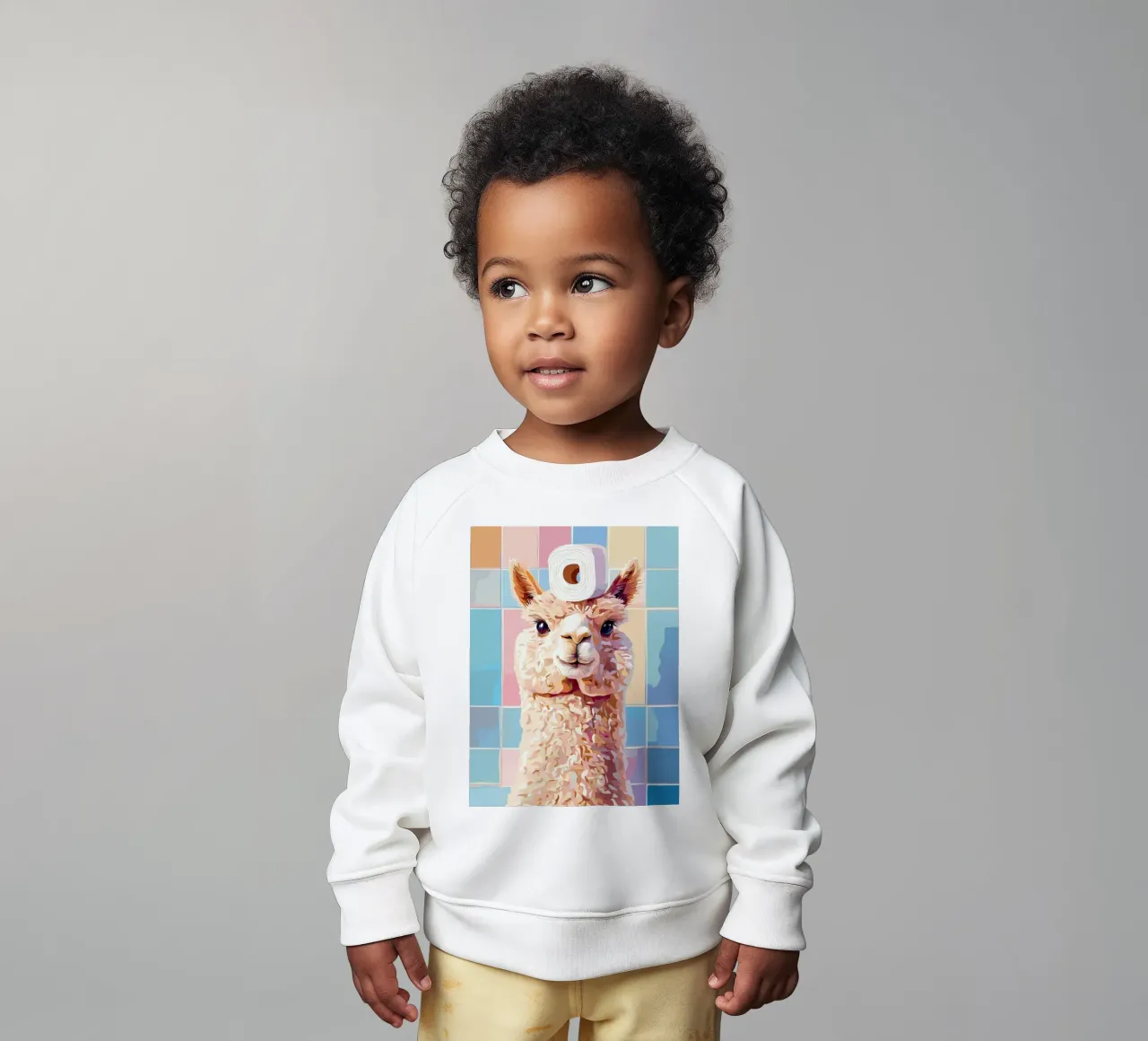 Lama con carta igienica in testa felpa neonato da JoyWalkerShop